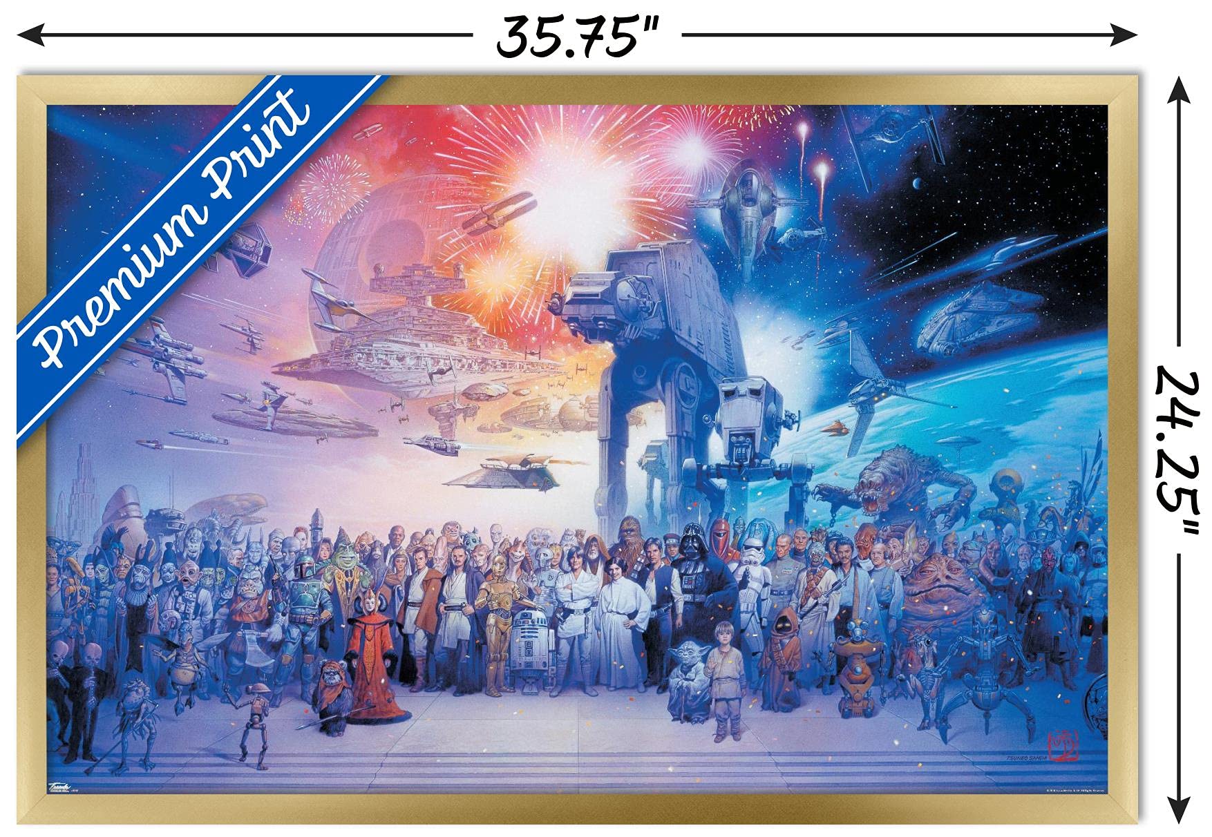 Trends International Star Wars: Saga - Galaxy Wall Poster, 34L X 22.4W, Gold Framed Version