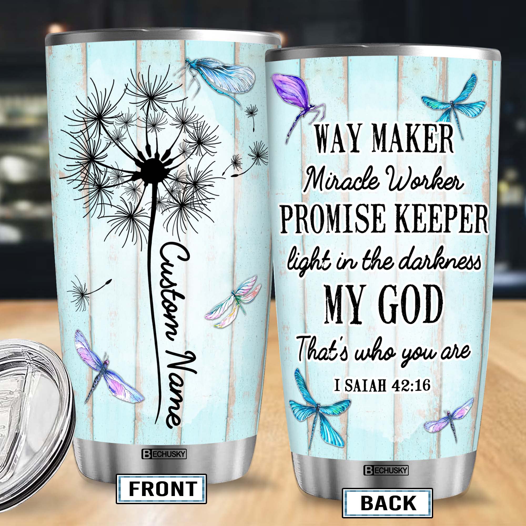 Bechusky Personalized Christian Tumbler, Christian Gift For Women Tumbler - Birthday Gifts For Women - Friend Gifts For Women Bi