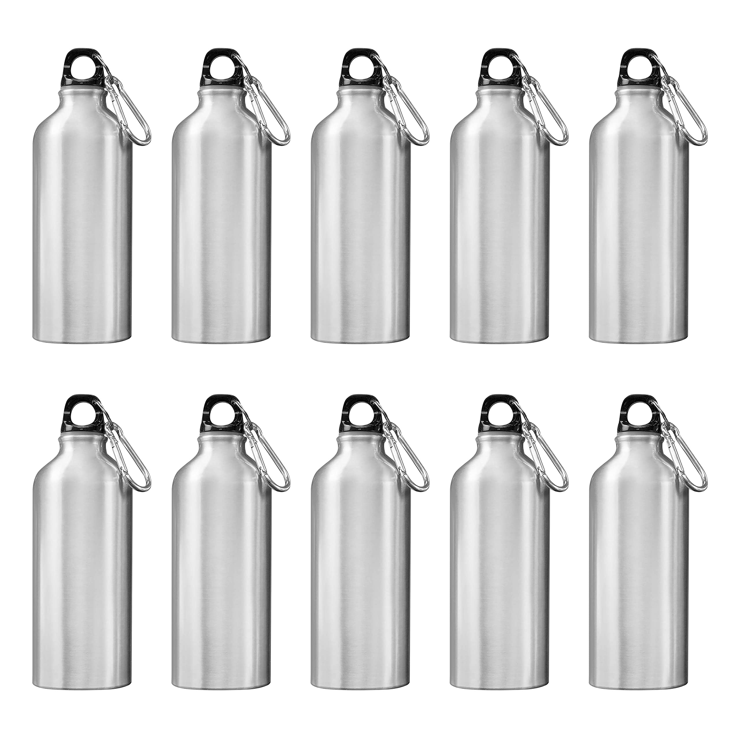 DISCOUNT PROMOS Aluminum Water Bottles 20 oz. Set of 10, Bulk Pack  Perfect for Gym, Hiking, Any Indoor/Outdoor Activities  Si