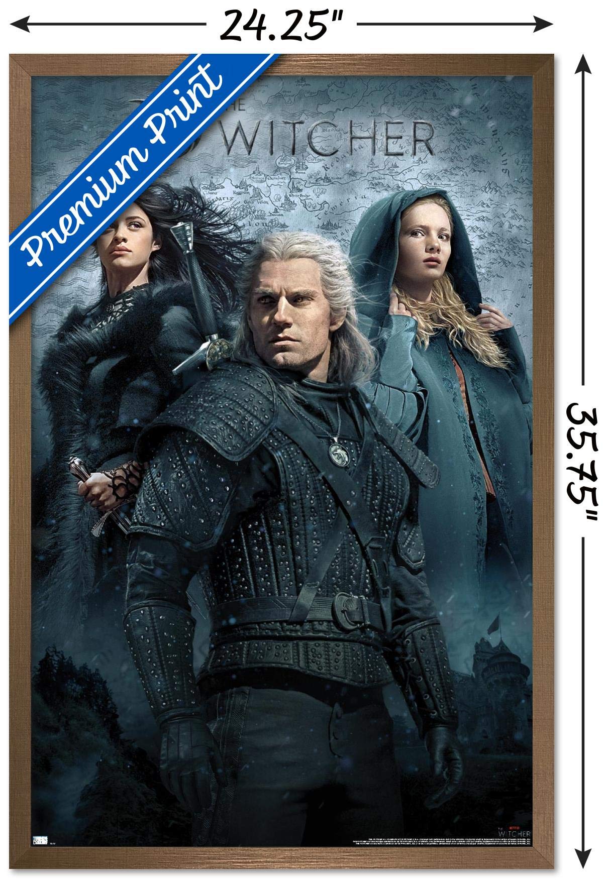 Trends International Netflix The Witcher - Key Art Wall Poster, 22.375'' X 34'', Bronze Framed Version