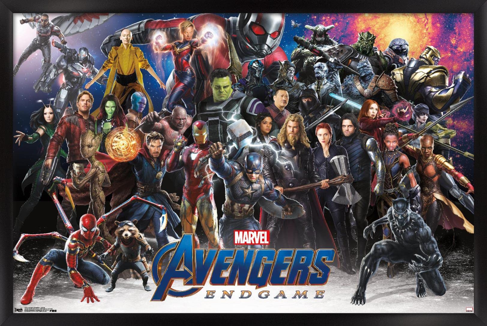 Trends International Marvel Cinematic Universe - Avengers - Endgame - Lineup Wall Poster, 22.375'' X 34'', Black Framed Version