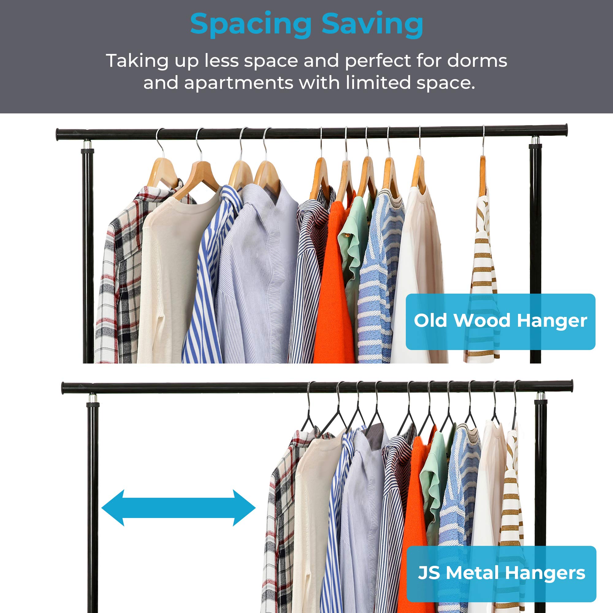 Js Hanger Metal Hangers 16.5'' Coat Hangers - Extra Thick Wire Hangers With Non Slip Matt Black Rubber Coating Heavy Duty Pant S
