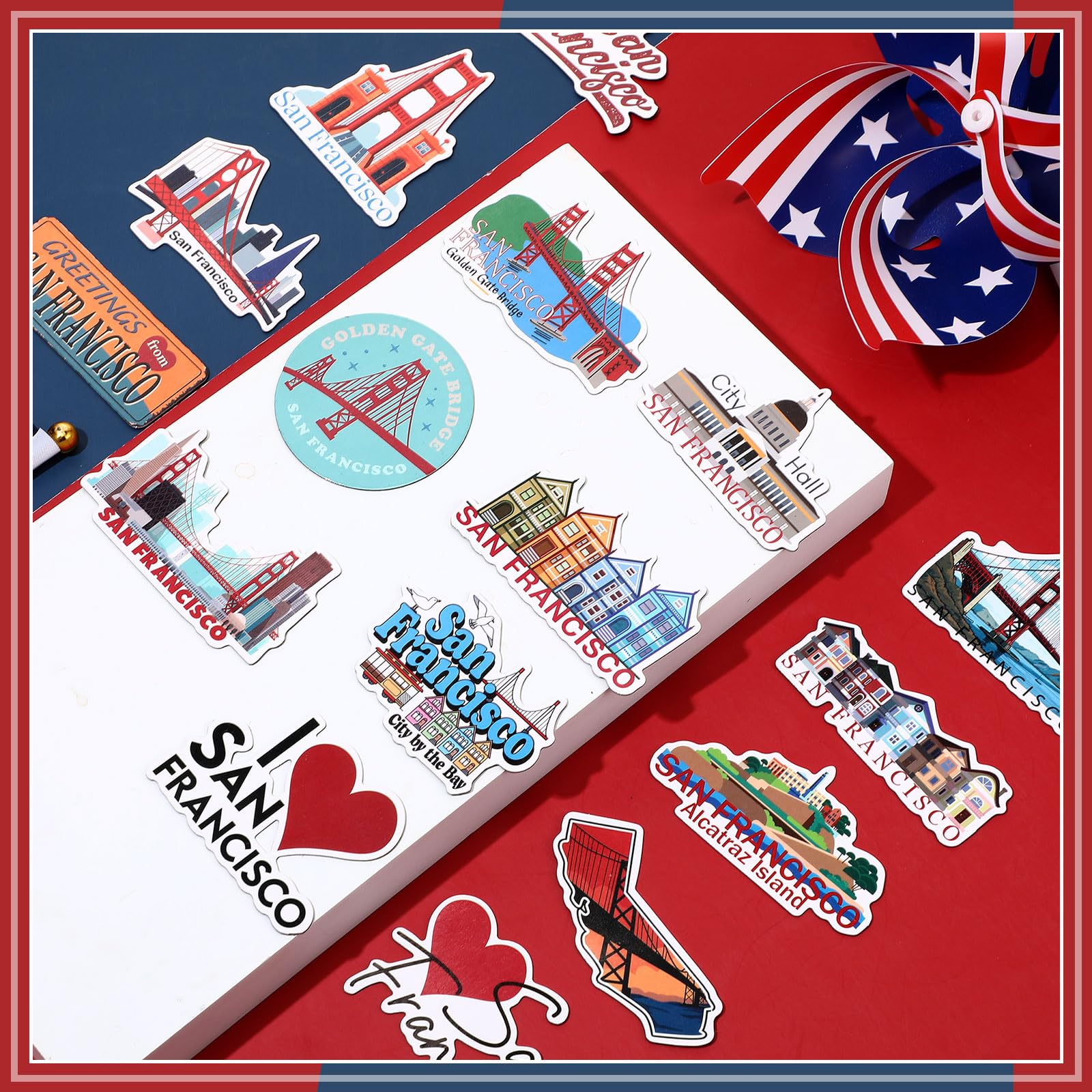Konohan 30 Pcs San Francisco Souvenirs Gifts San Francisco Magnet for Refrigerator City Magnetic Refrigerator Stickers for Home