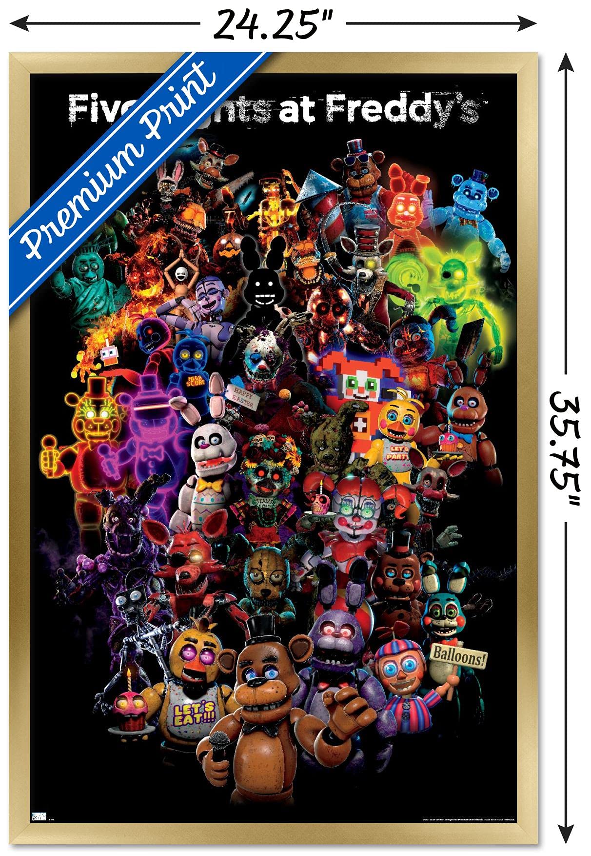 Trends International Five Nights At Freddy'S: Special Delivery - Collage Wall Poster, 22.37'' X 34.00'', Gold Framed Version