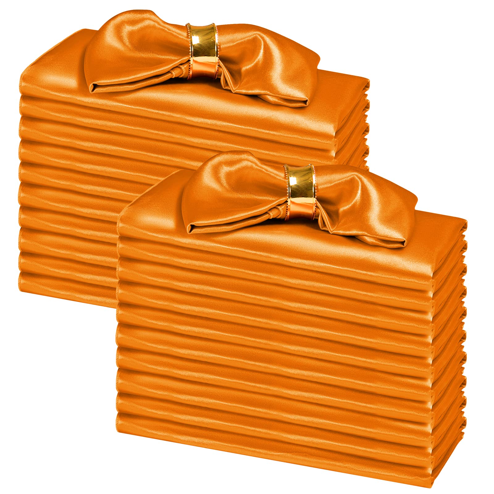 Siinvdabzx 100 Pieces Orange Cloth Napkins 12 X 12 Inches, Small Size Square Satin Napkins Silky Soft Dinner Napkins Or Handkerc