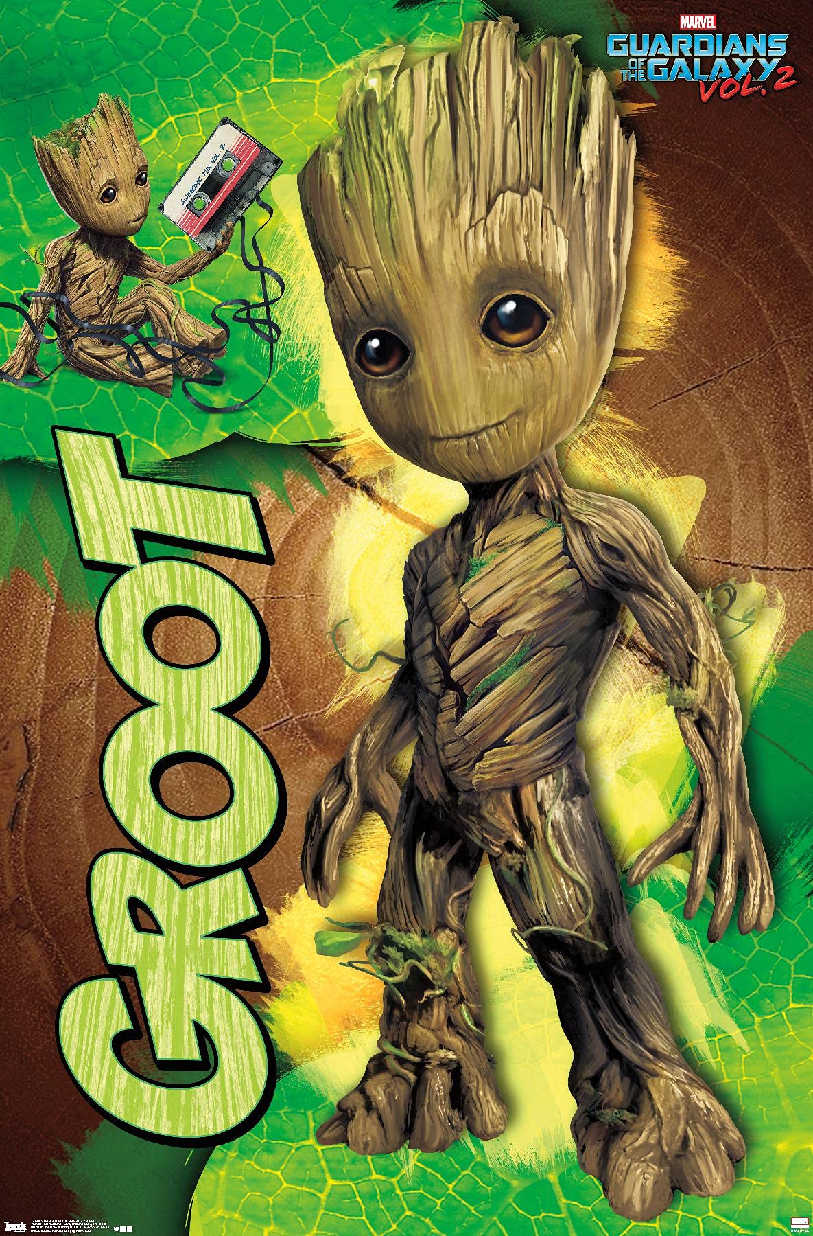 Trends International Marvel Cinematic Universe - Guardians Of The Galaxy 2 - Groot Wall Poster, 22.375'' X 34'', Premium Unframe