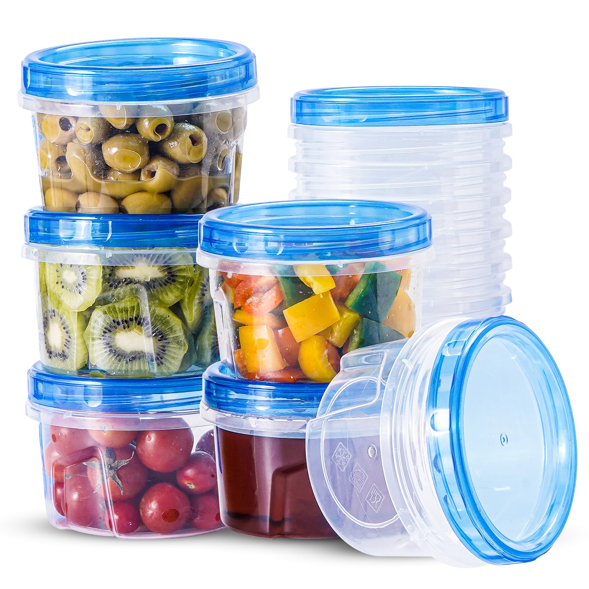 Rfaqk Freezer Containers With Twist Top Lids(12 Pcs - 16 Oz)-Reusable Plastic Deli Containers With Screw Lids-Stackable Freezer 