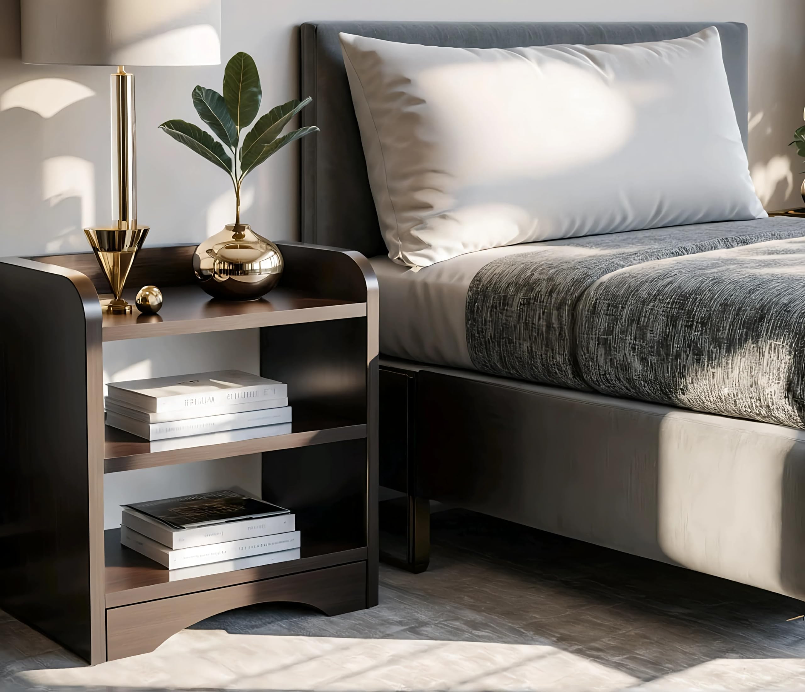 Oxmic Minimalist 3Tier Side Tables For Bedroom, Bed Side Tables For Bed Room, Bedside Table For Bedroom, Side Table, 53 X 41 X 