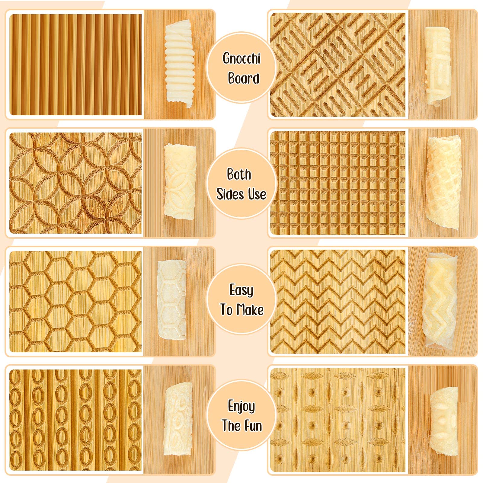 6 Pcs Gnocchi Board Wood Pasta Board Potato Ricer Pasta Making Tools Ricer For Mashed Potatoes With 3 Interchangeable Discs Past