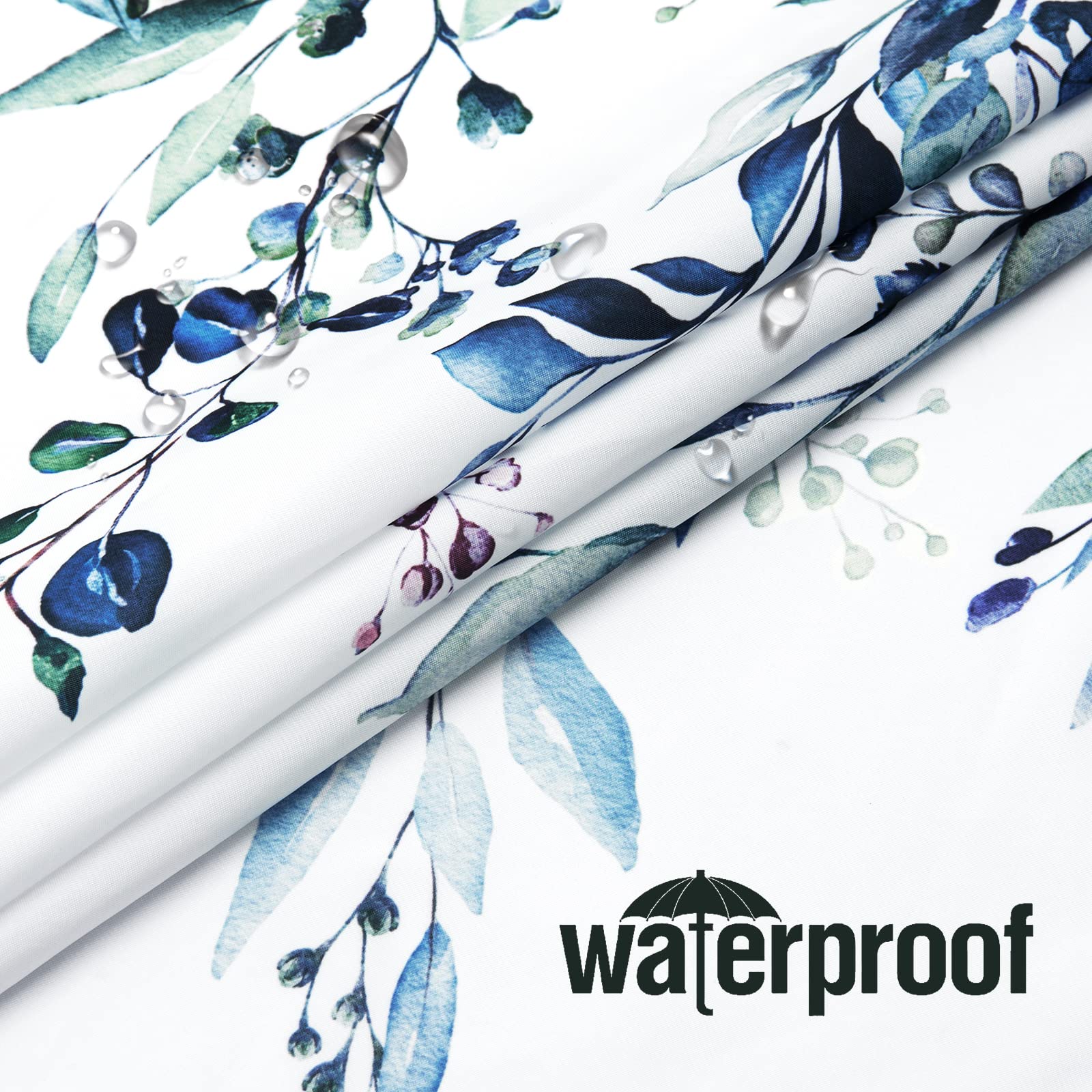 Gibelle Extra Long Shower Curtain 72 x 84  Blue Floral Shower Curtain for Bathroom  Watercolor Plant Eucalyptus Leaves Fabric Shower Curtain Set with Hooks