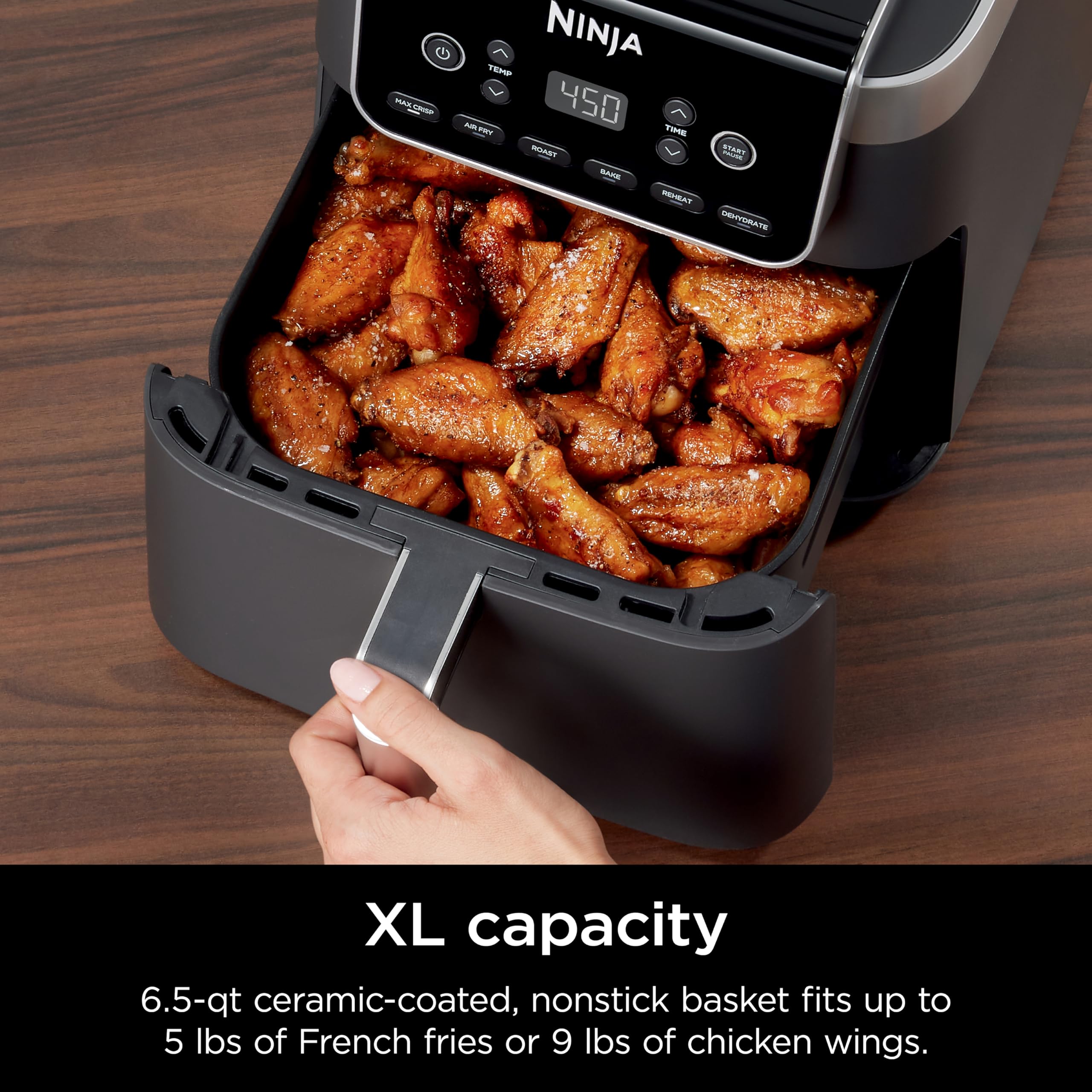 Ninja Air Fryer Pro XL AF181, 6.5 QT, Max Crisp Technology, Nonstick Basket, Grey