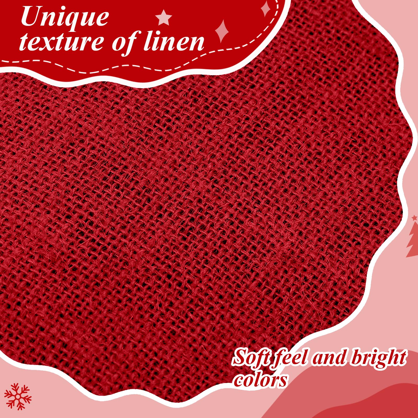 Syhood 30 Inch Christmas Tree Skirt Red Christmas Linen Burlap Tree Skirt Base Cover with Pom Trim for Xmas Winter Home Decorati