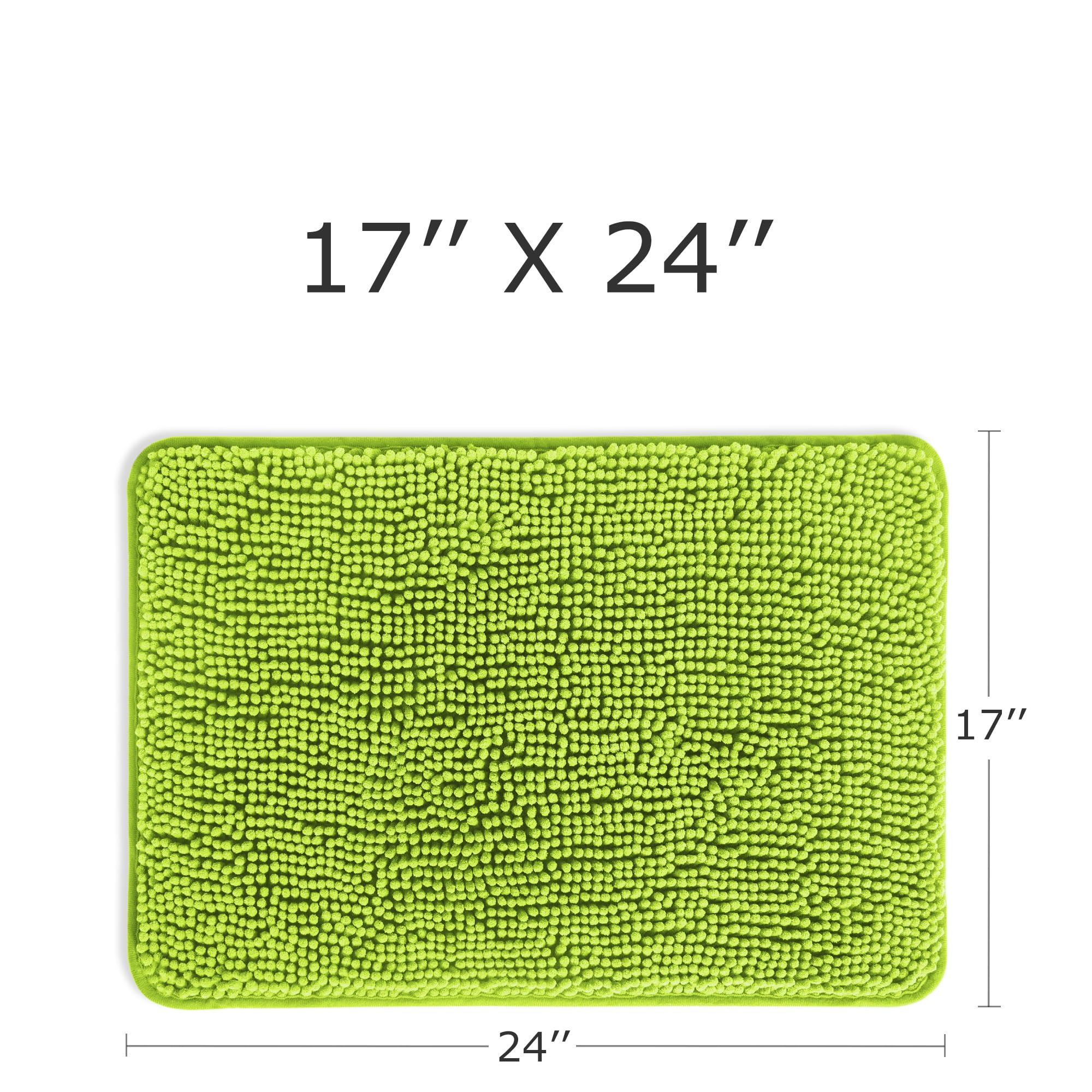 Yeaban Lime Green Bathroom Rugs - Thick Chenille Bath Mats | Absorbent And Washable Bath Rug Non-Slip, Plush And Soft Rugs For B