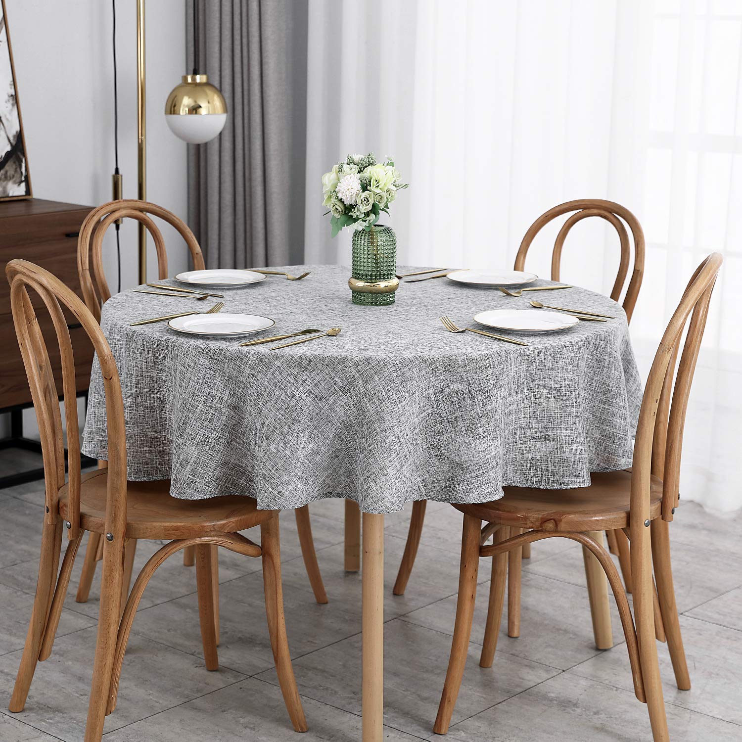 Maxmill Flaxy Faux Linen Tablecloth With 2-Tone Slubby Texture Wrinkle Resistant Anti-Shrink Soft Table Cloth For Kitchen Dining