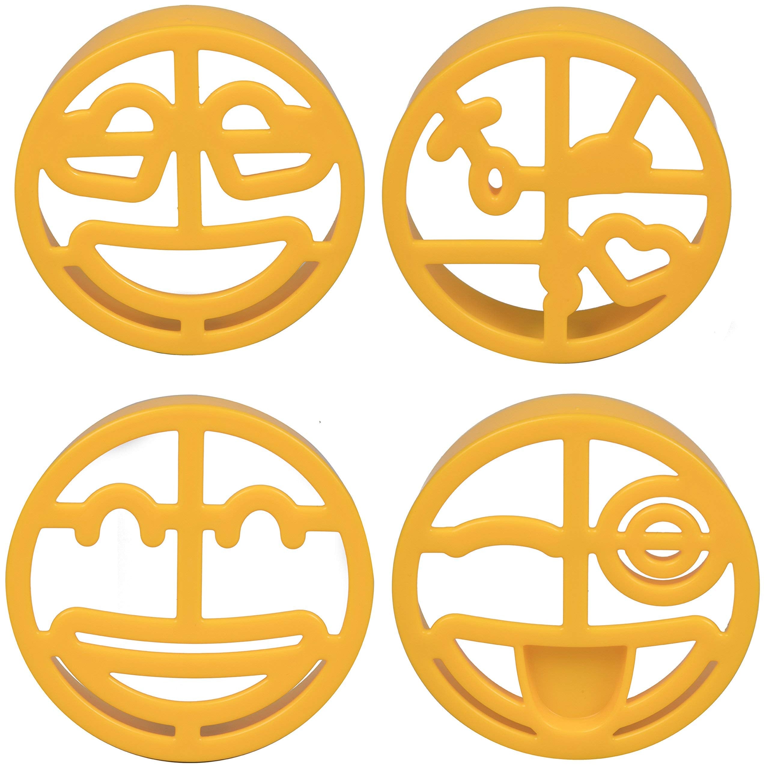Emoji Sandwich Cutters- 4 Pack Set For Diy Bread Shapes Pancakes Cookies & More, Bpa Free Decruster, Suitable For Kids, Easily F