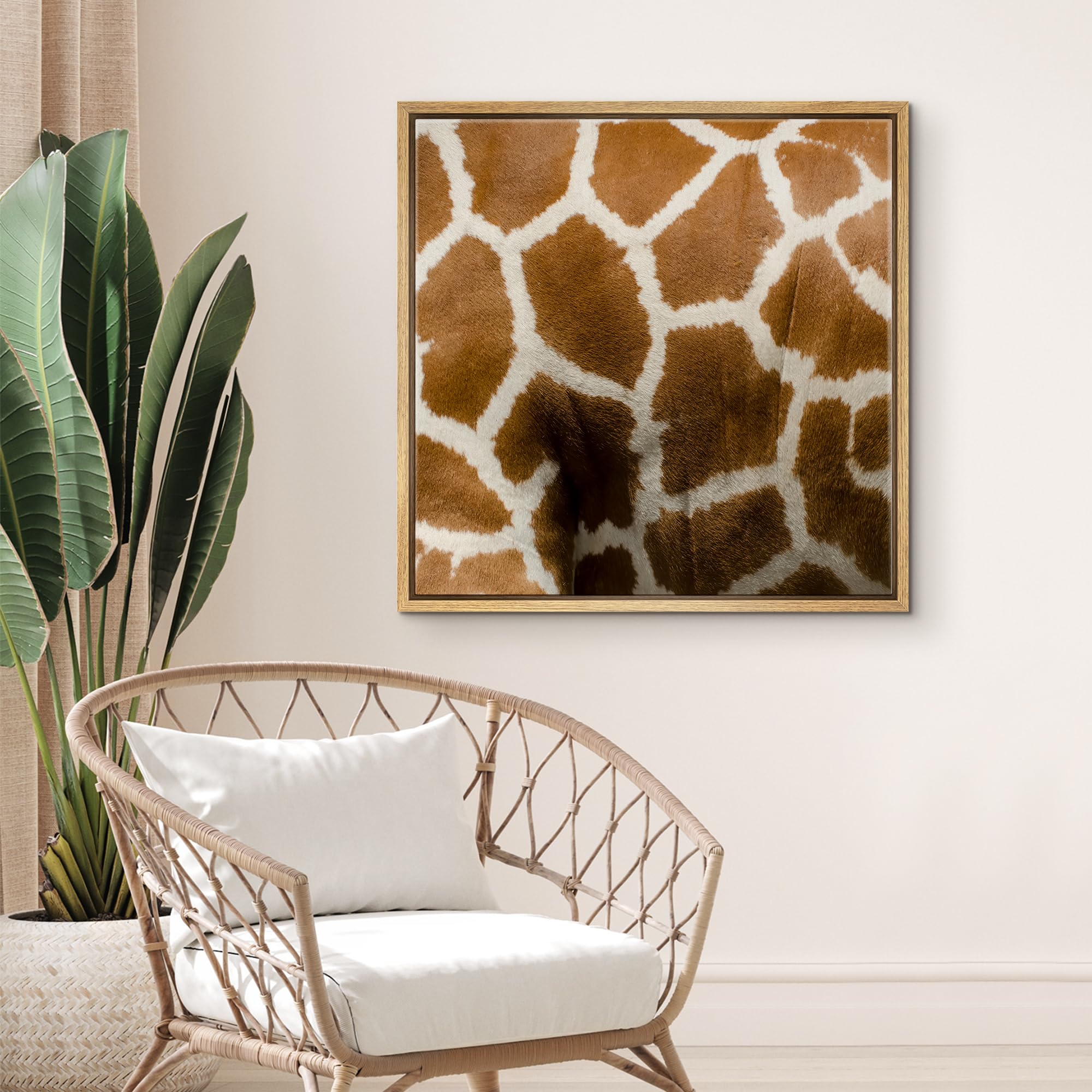 wall26 Giraffe Fur Canvas Wall Art - Framed 24"x24" - Nature-Inspired Decor