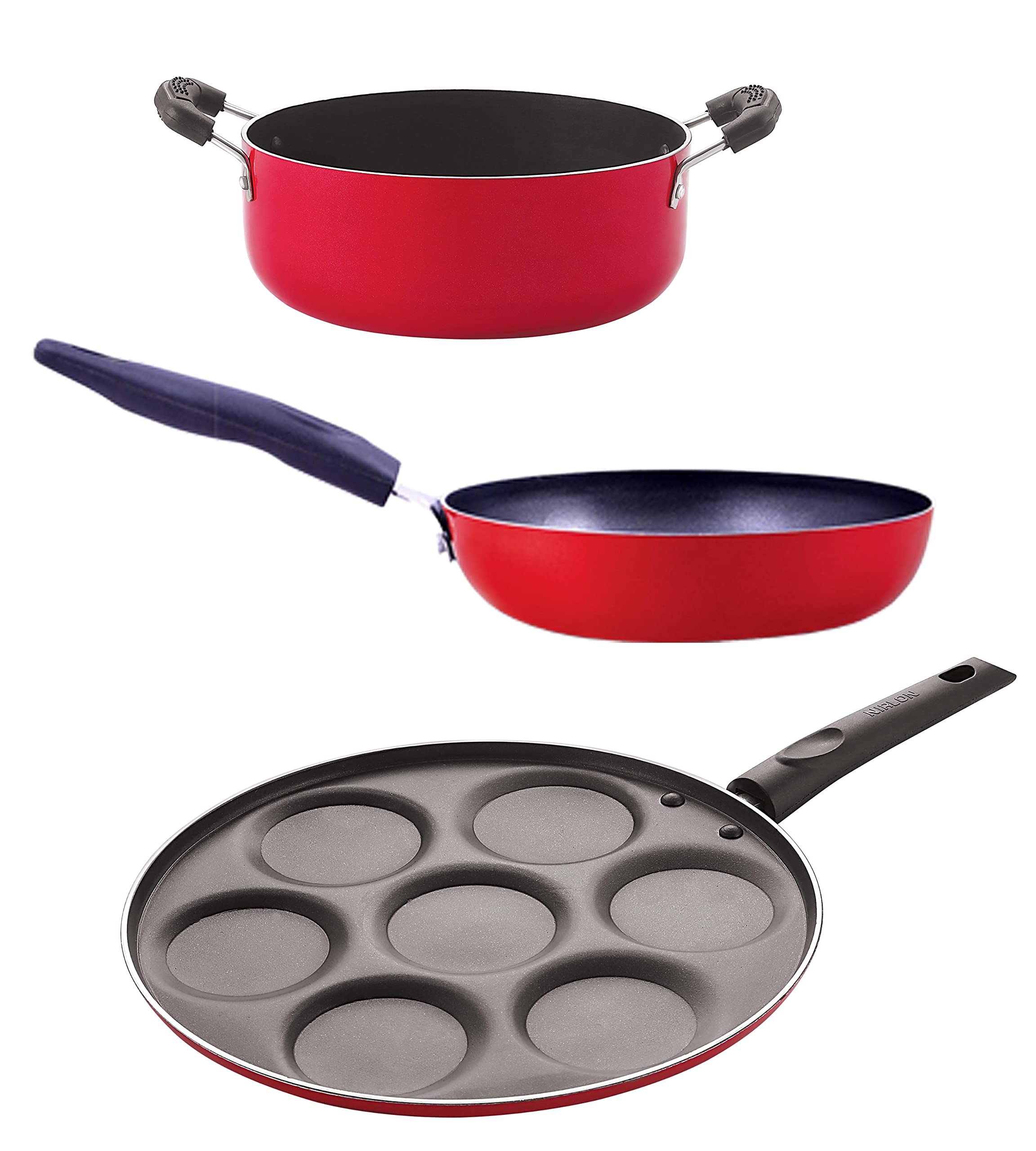 Nirlon Non Stick Cookware Kitchen Cooking Essential Gift Set Of 3 Pieces (Cvg_Up7_Cs24)