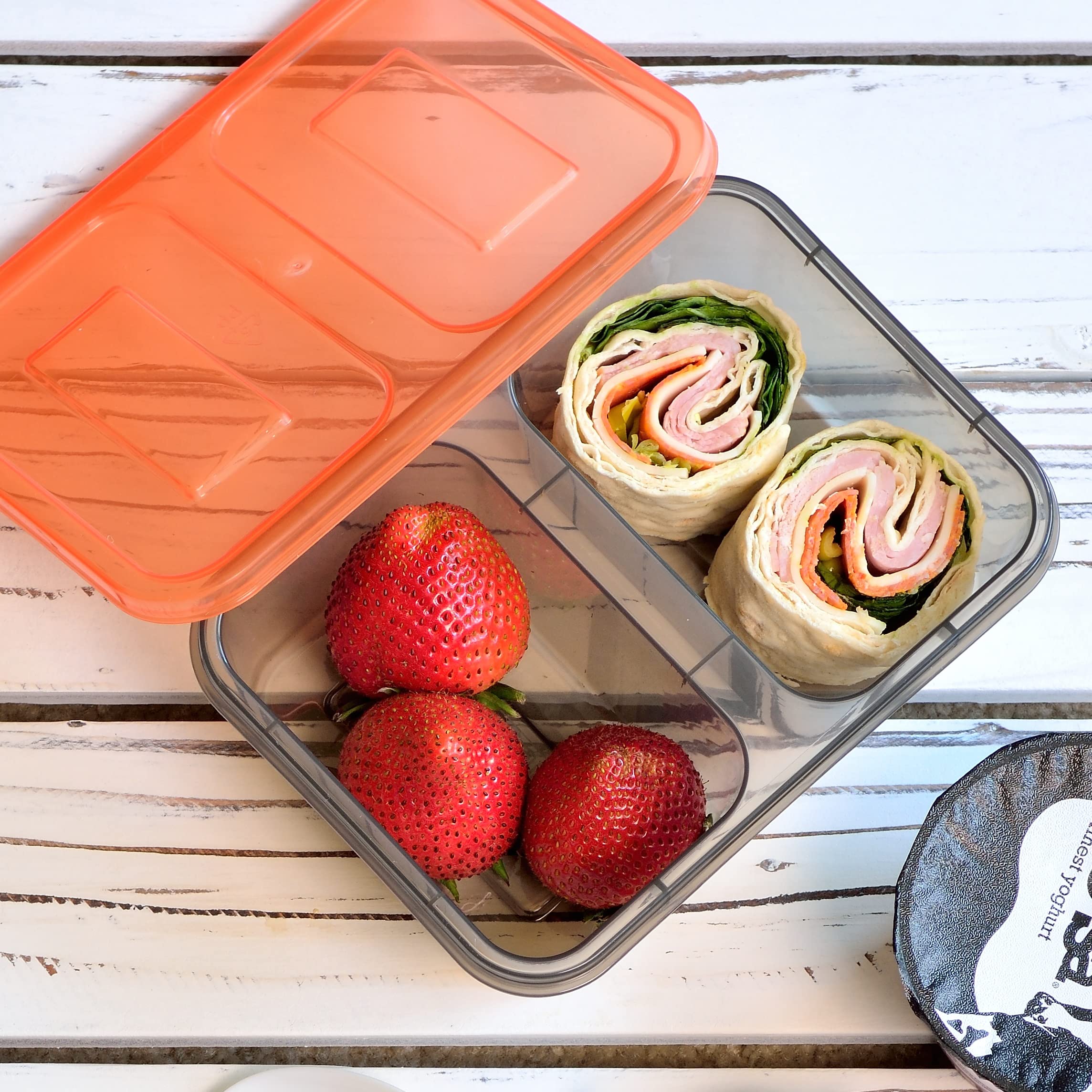 Youngever 9 Sets Thick Bento Lunch Box, Meal Prep Containers, Reusable Plastic Food Storage Container Boxes (2-Compartment 20 Ou