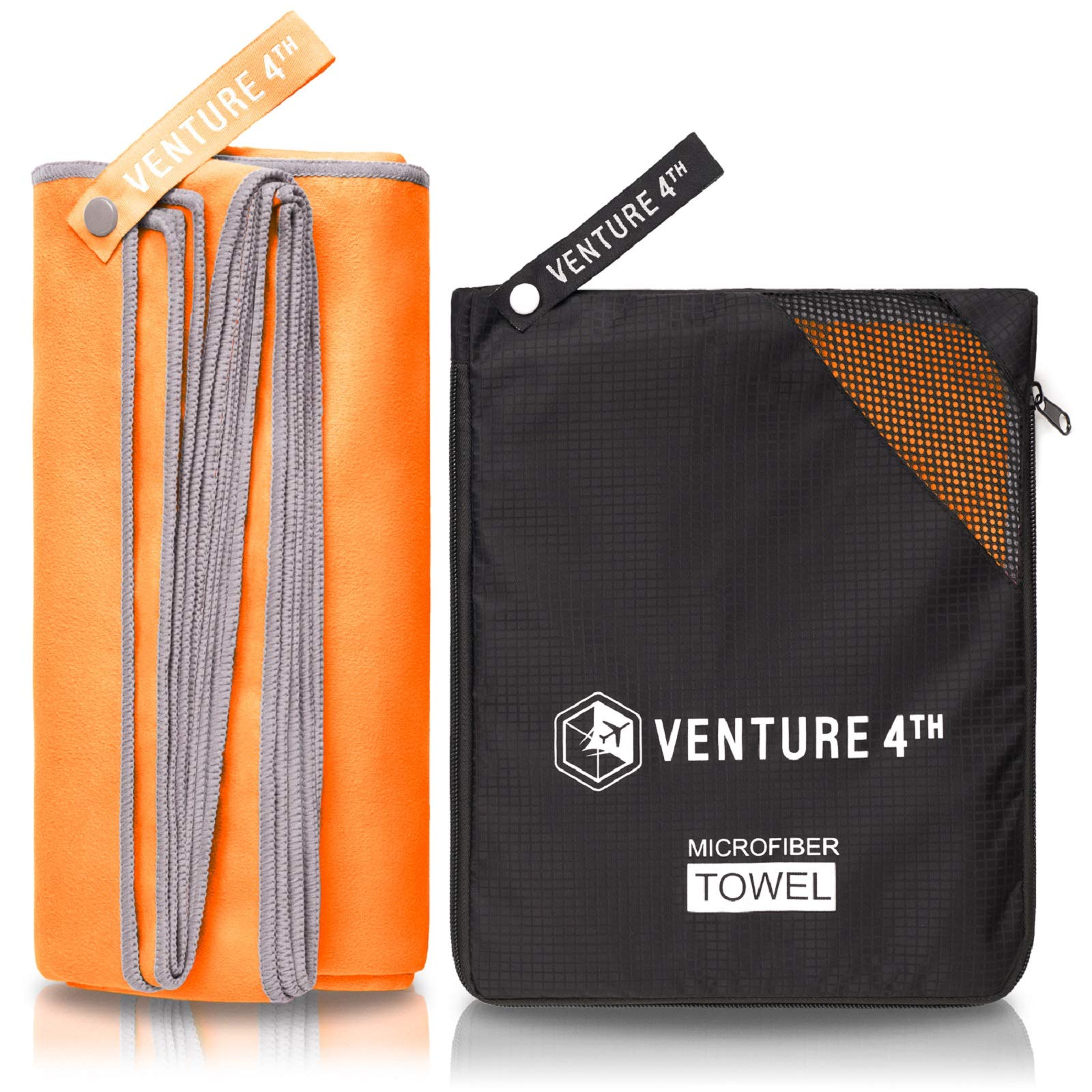 Venture 4Th Gym Towel - Ideal For Workout And Shower | Lightweight Quick Dry Microfiber Towel (Orange-Gray Medium)