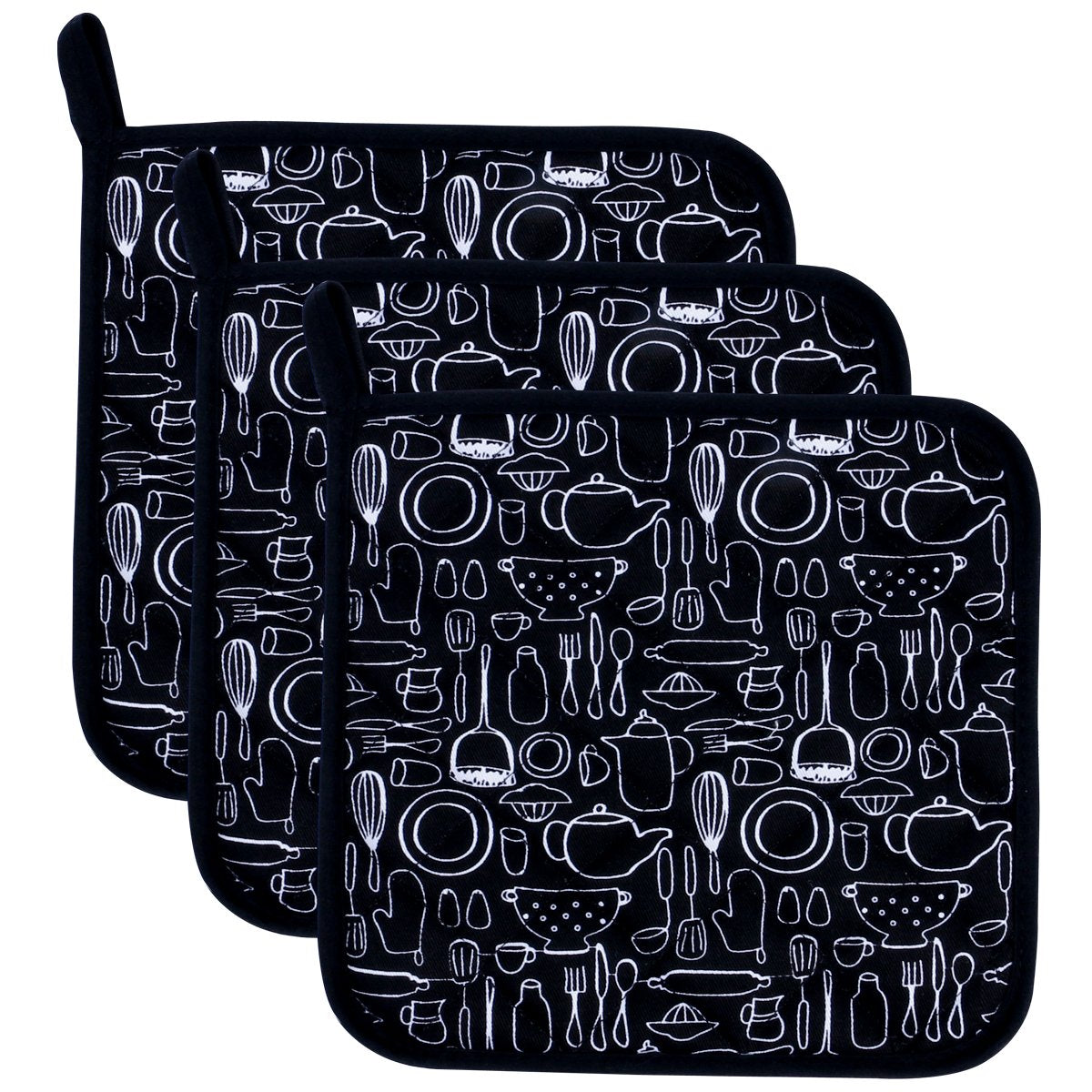 100% Cotton Kitchen Everyday Potholders Pot Holder Heat Resistant Coaster Potholder For Cooking And Baking 8 X 8-Inch Set Of 3 B