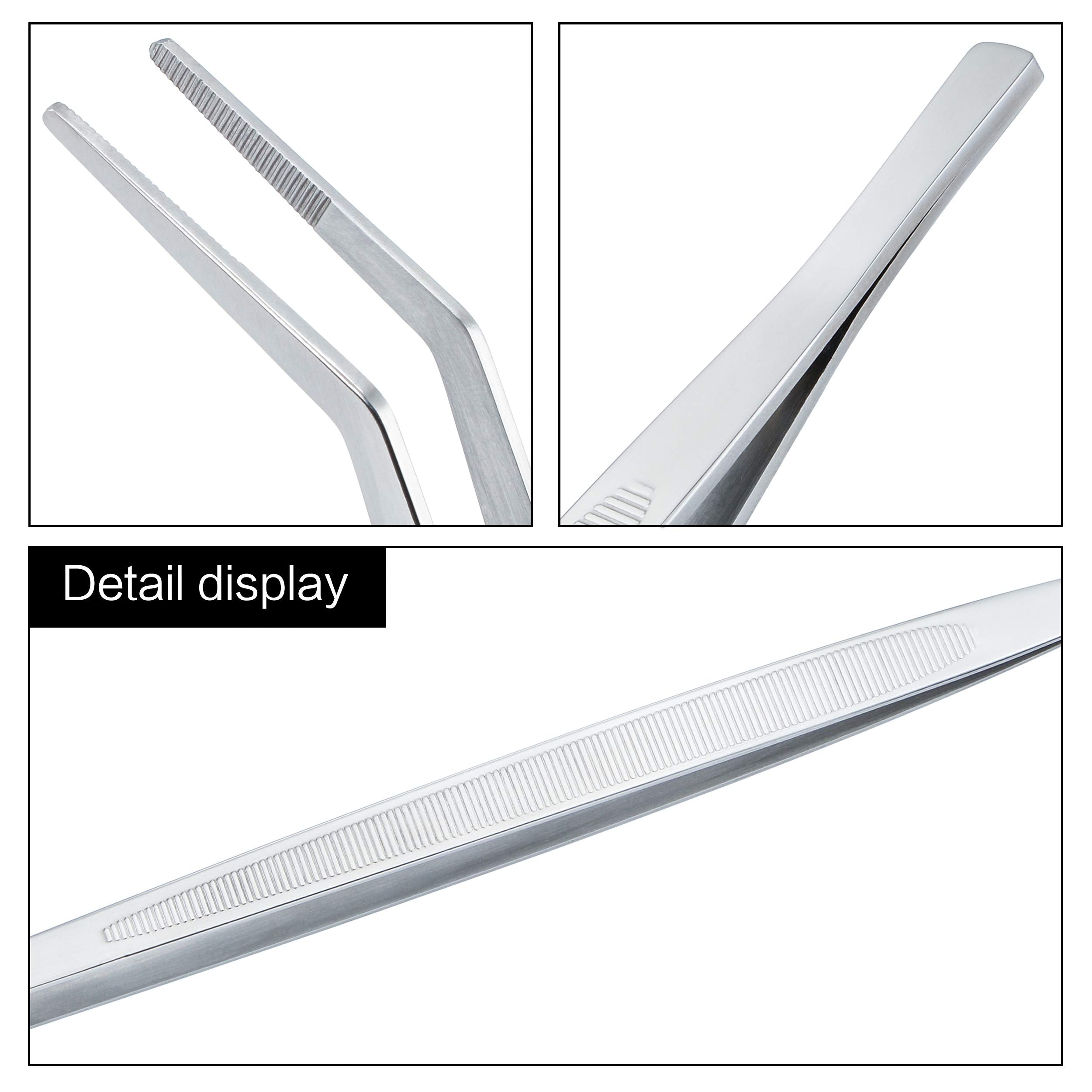 Msy Bigsunny Stainless Steel Kitchen Precision Tweezers Tongs With Curved Tip, Multipurpose Tweezers For Cooking, Feeding, Craft