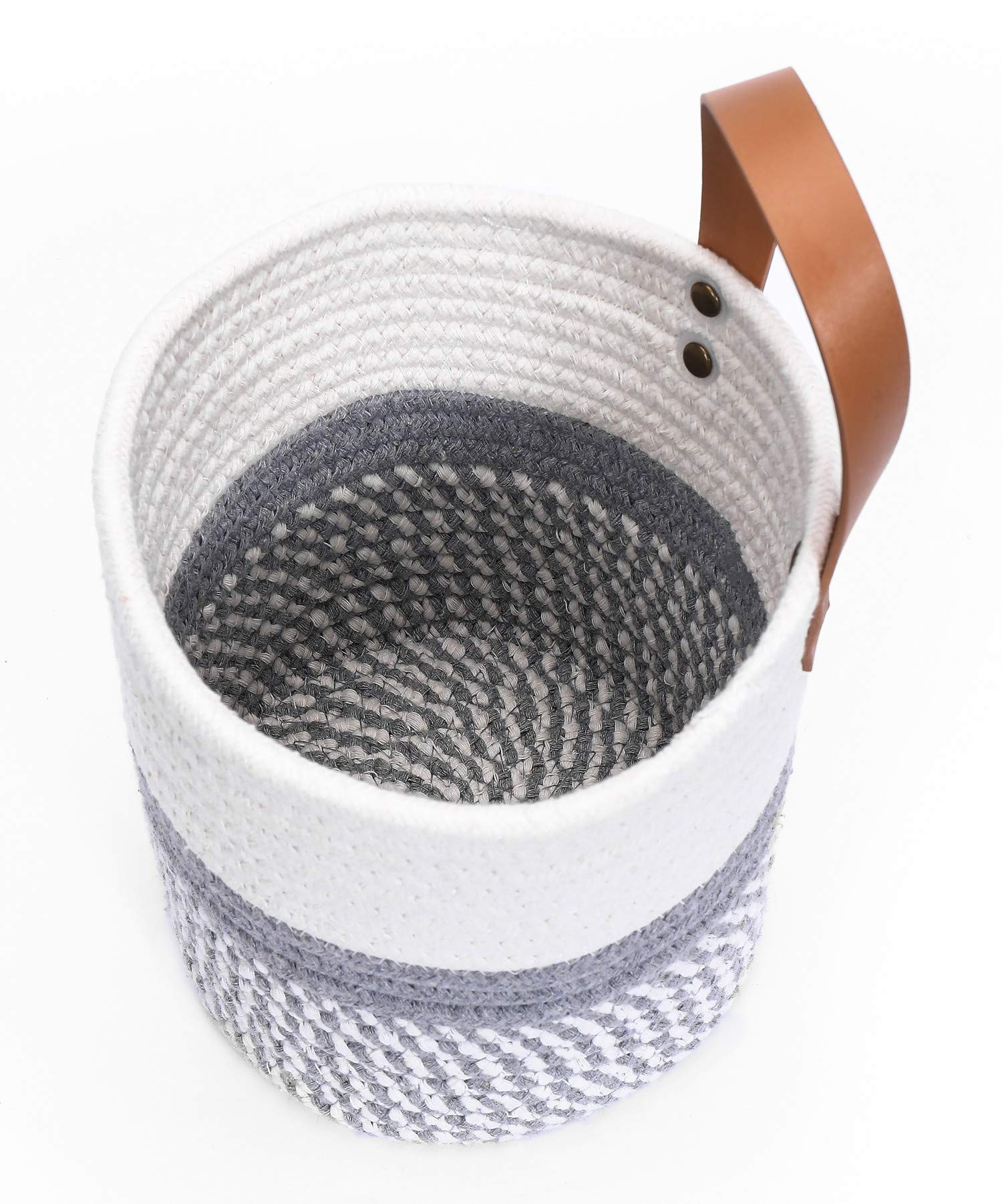 Wall Hanging Basket  Small Woven Hanging Baskets for Organizing  Decorative Wall Basket for Plants and Flowers Hanging Storage Organizer for Wall Decor Plant Holder 6.3'' x 7'' (White & Grey)