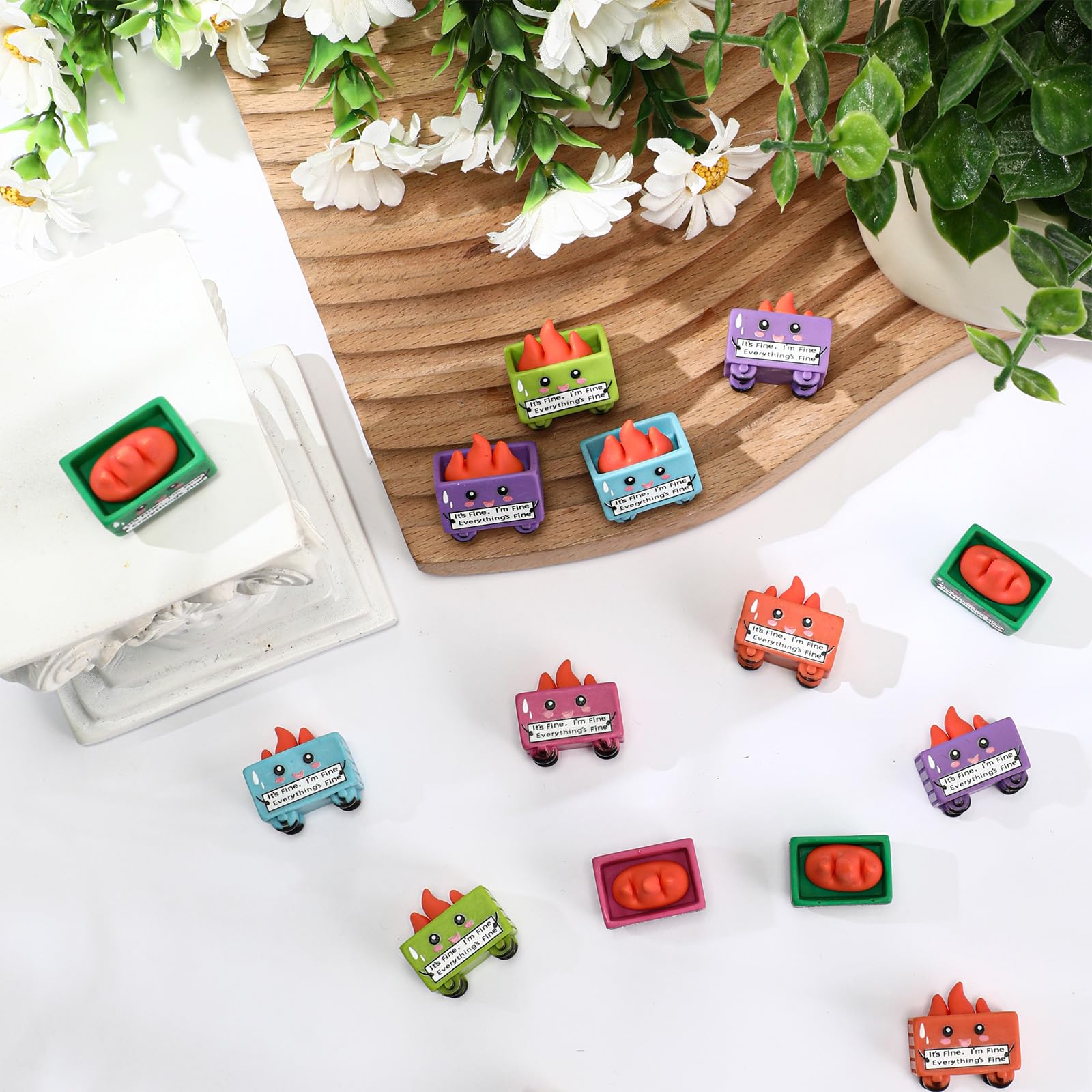 Arrowbash 30 Set Resin Dumpster Trash Shape Gift I  m Fine Everything  s Fine Sign Emotional Desk Accessories Team Employee Appr