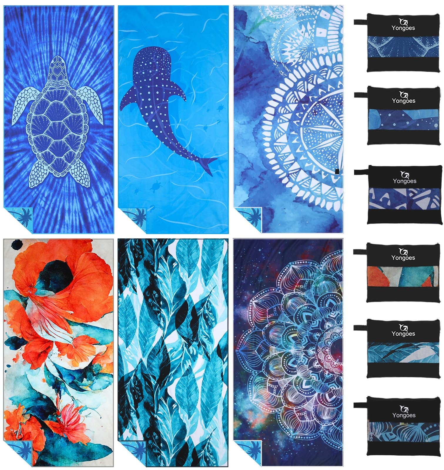 6 Pack Microfiber Lightweight Thin Beach Towel Sand Free Quick Dry Super Absorbent Large Towels For Swimming Pool Yoga Gym Trave