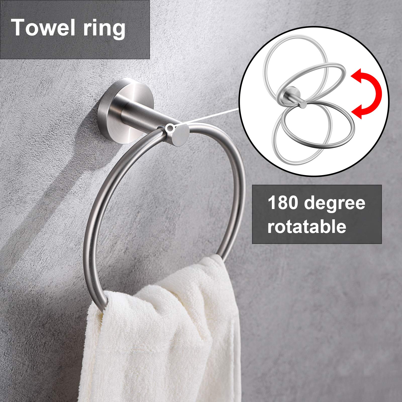 Brushed Nickel Toilet Paper Holder And Hand Towel Ring Set 2 Pieces Bathroom Hardware Accessories Set Sus 304 Stainless Steel He