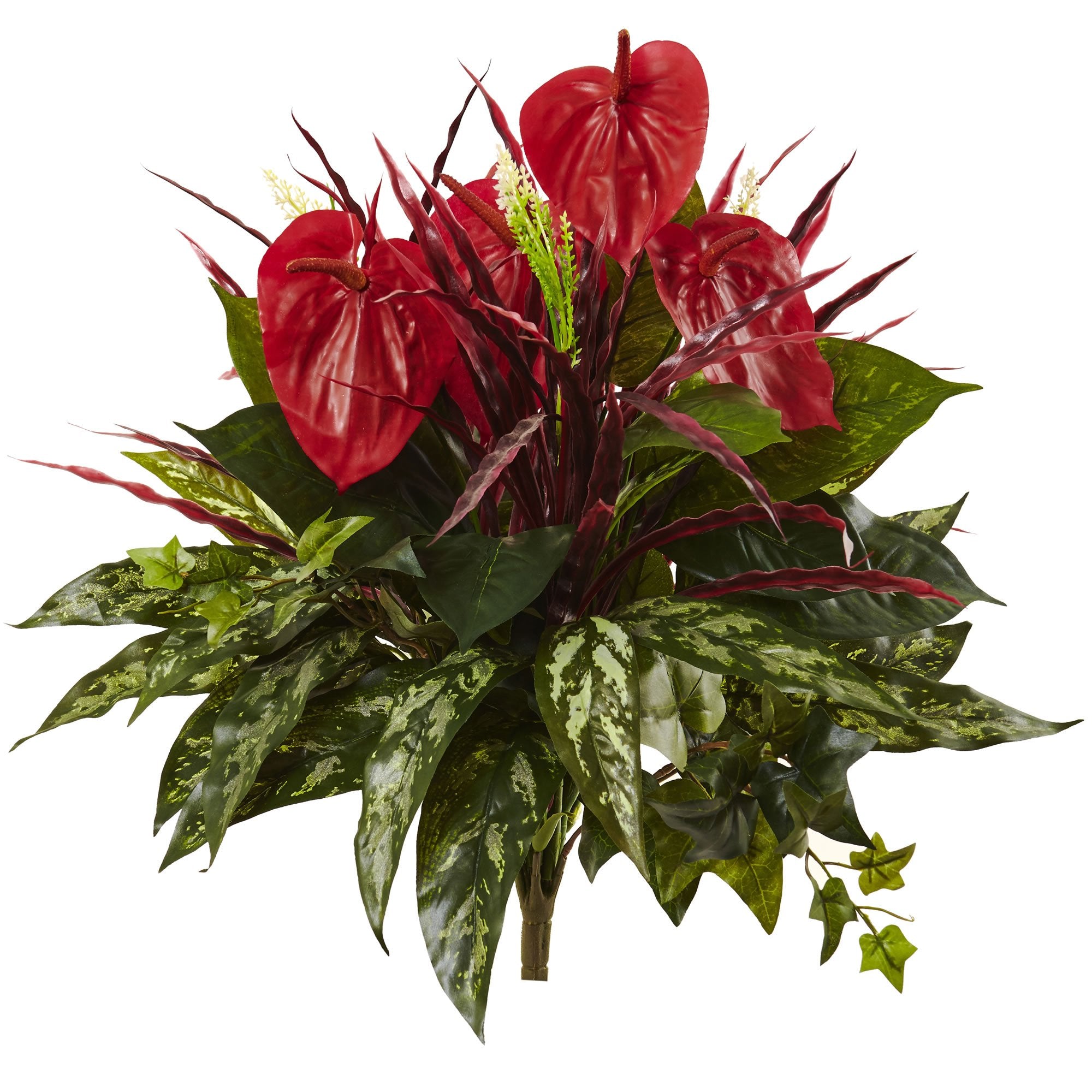 Nearly Natural 24in. Mixed Anthurium Bush (Set of 2)
