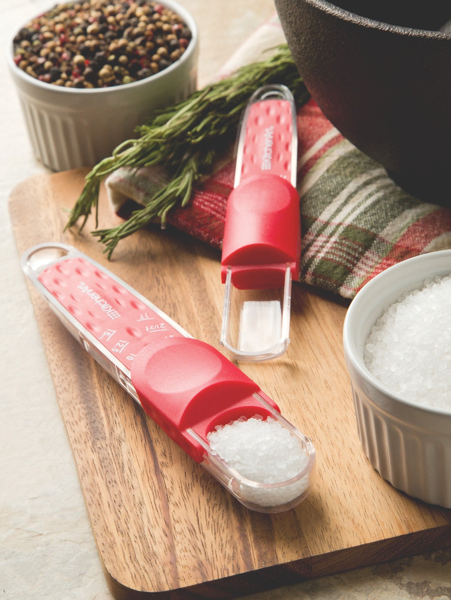 Kitchenart Adjust-A-Tablespoon And Adjust-A-Teaspoon Set, Plastic, 2-Piece, Red, 1 X 5.5 X 9.25 Inches