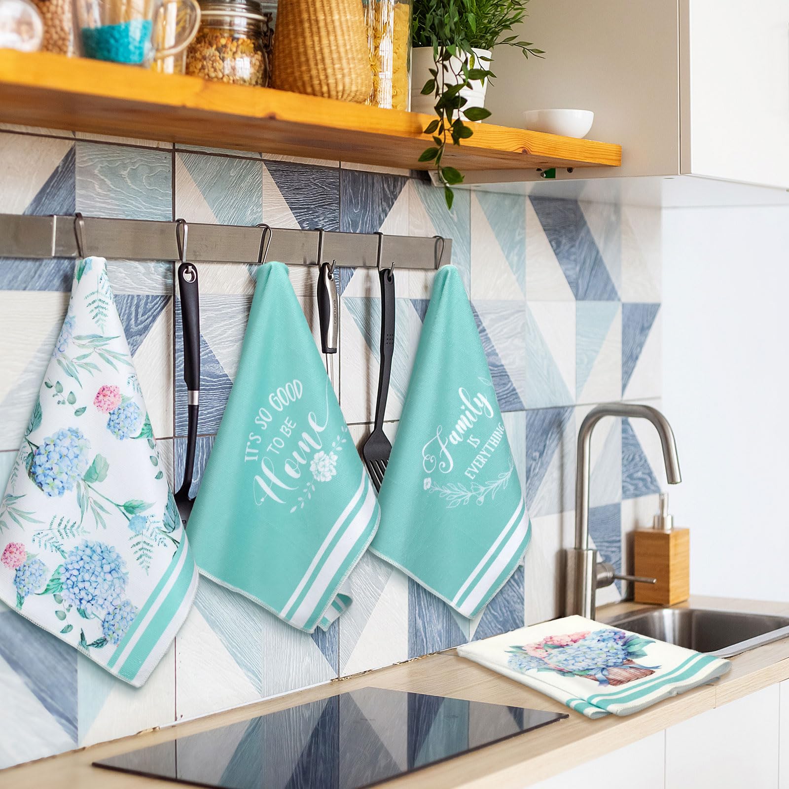 Boyiee Set Of 6 Hydrangeas Kitchen Towels Spring Tea Towels Absorbent Dish Towels 24 X 16 Inches Kitchen Gifts Hand Towels Hydra