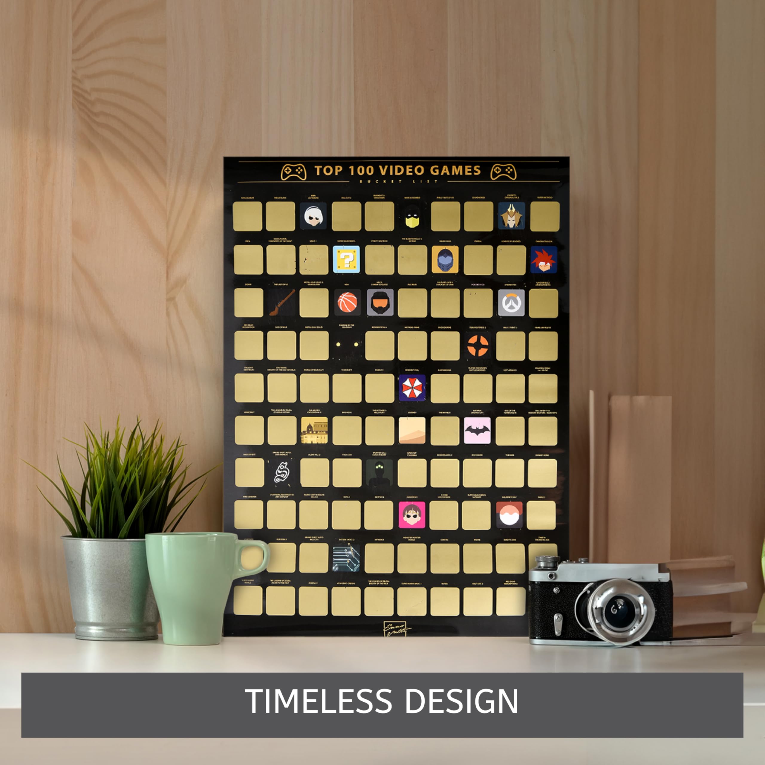 Enno Vatti Top 100 Video Games Bucket List Scratch Poster - Modern Design Scratch Off Cards - Fresh Illustrations Of 100 Bucket