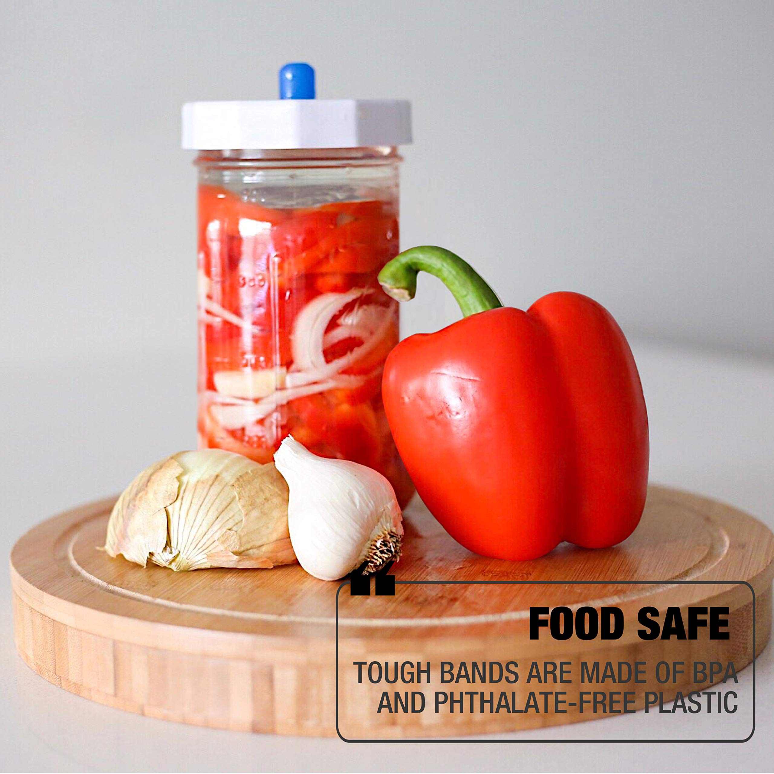 Masontops Tough Band - Regular Mouth Mason Jar Screw Bands - Quality Plastic Replacement Ring Seals & Jar Covers