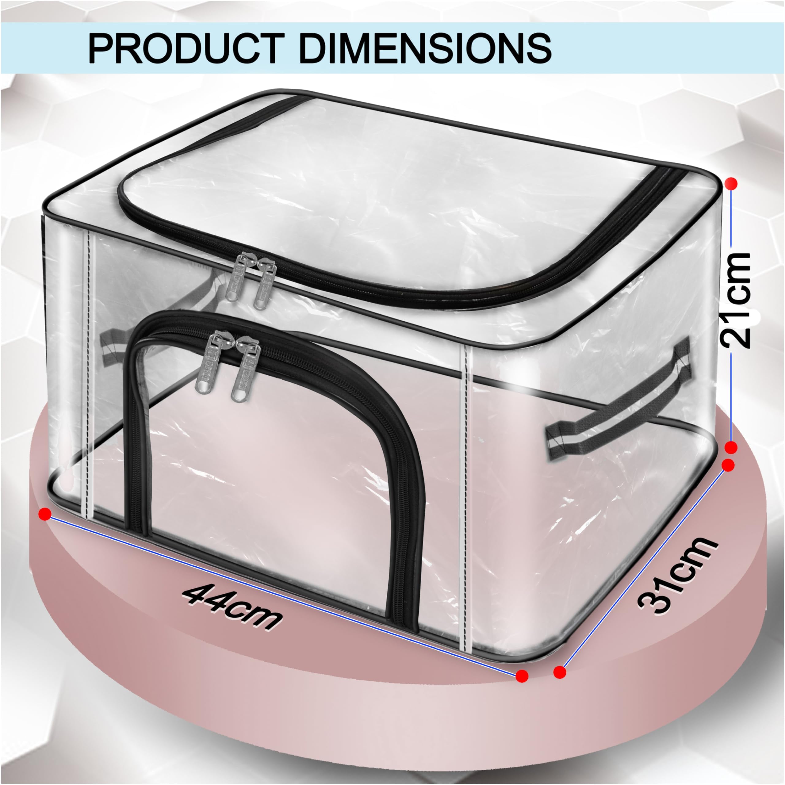 Storite 3 Pack 28 L Transparent Pvc Wardrobe Bag Underbed Moisture Proof Cloth Storage Organizer, Storage Box For Clothes Saree