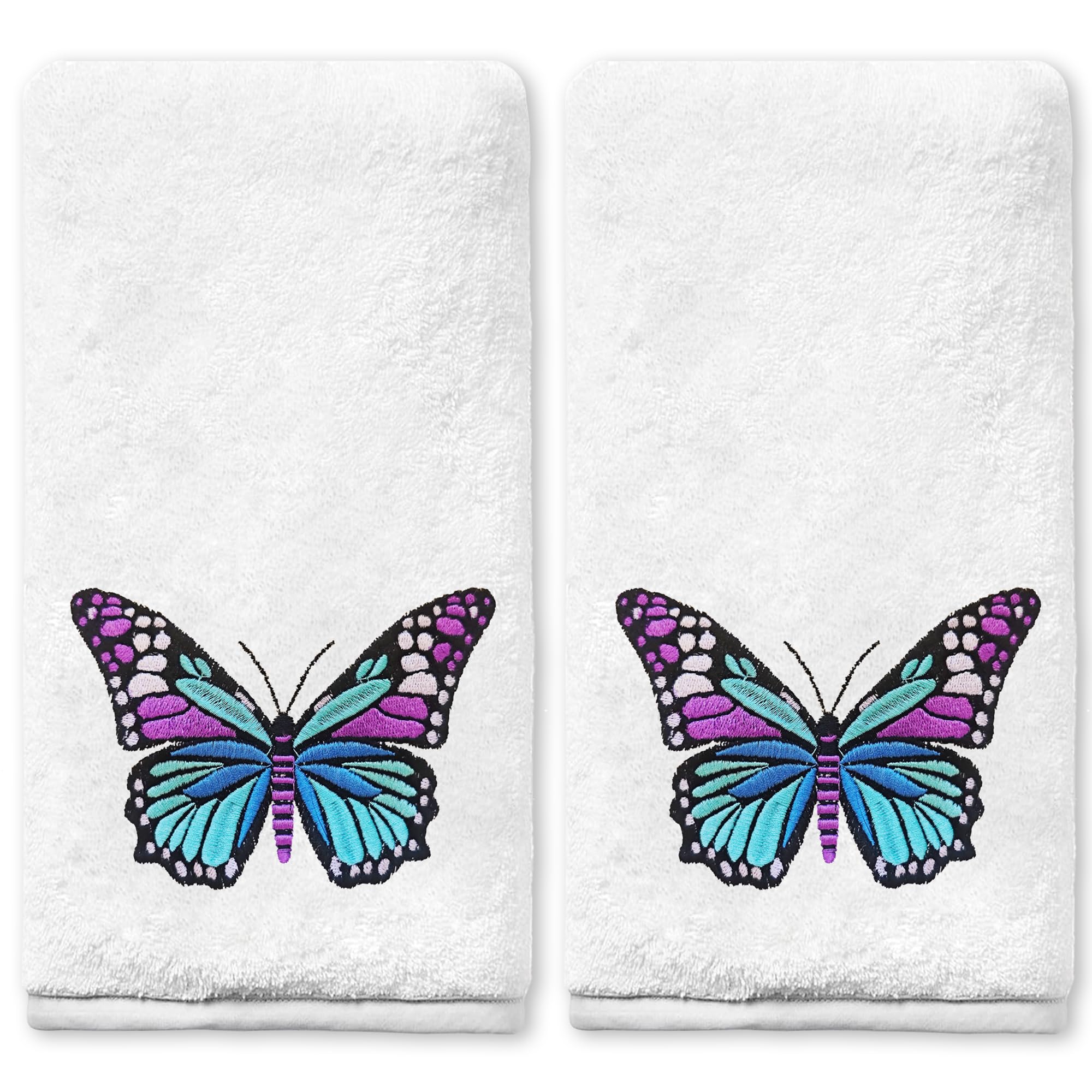 Yanhuecui Fall Hand Towels for Bathroom Set of 2, Fall Bathroom Decor, Hello Autumn Pumpkin Cotton Soft Embroidered Hand Towels 