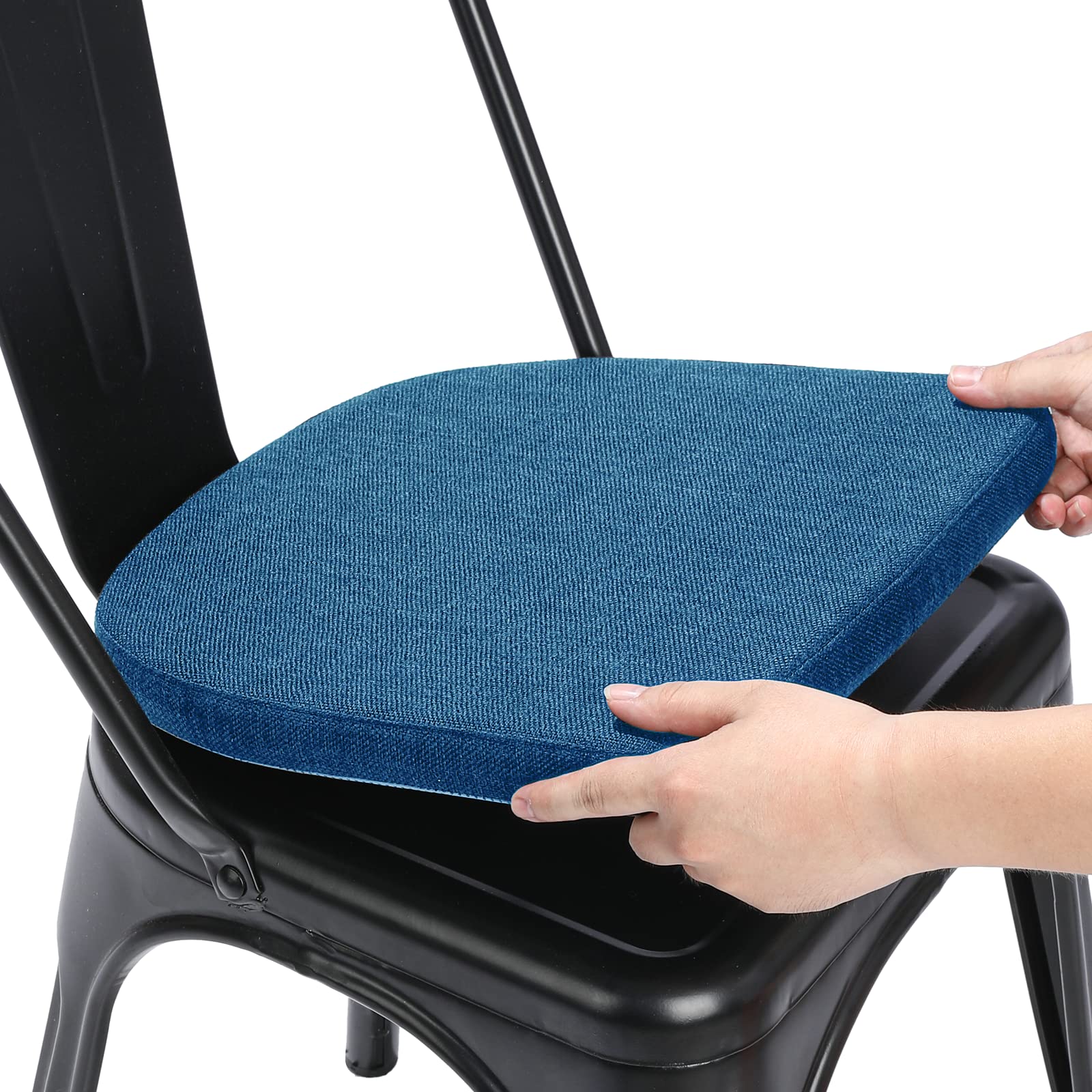 Buyue Natural Linen 14X14 Magnetic Cushion For Metal Chair 1 Piece, Enhanced Anti-Slip Seat Pad For Dining Kitchen Caf