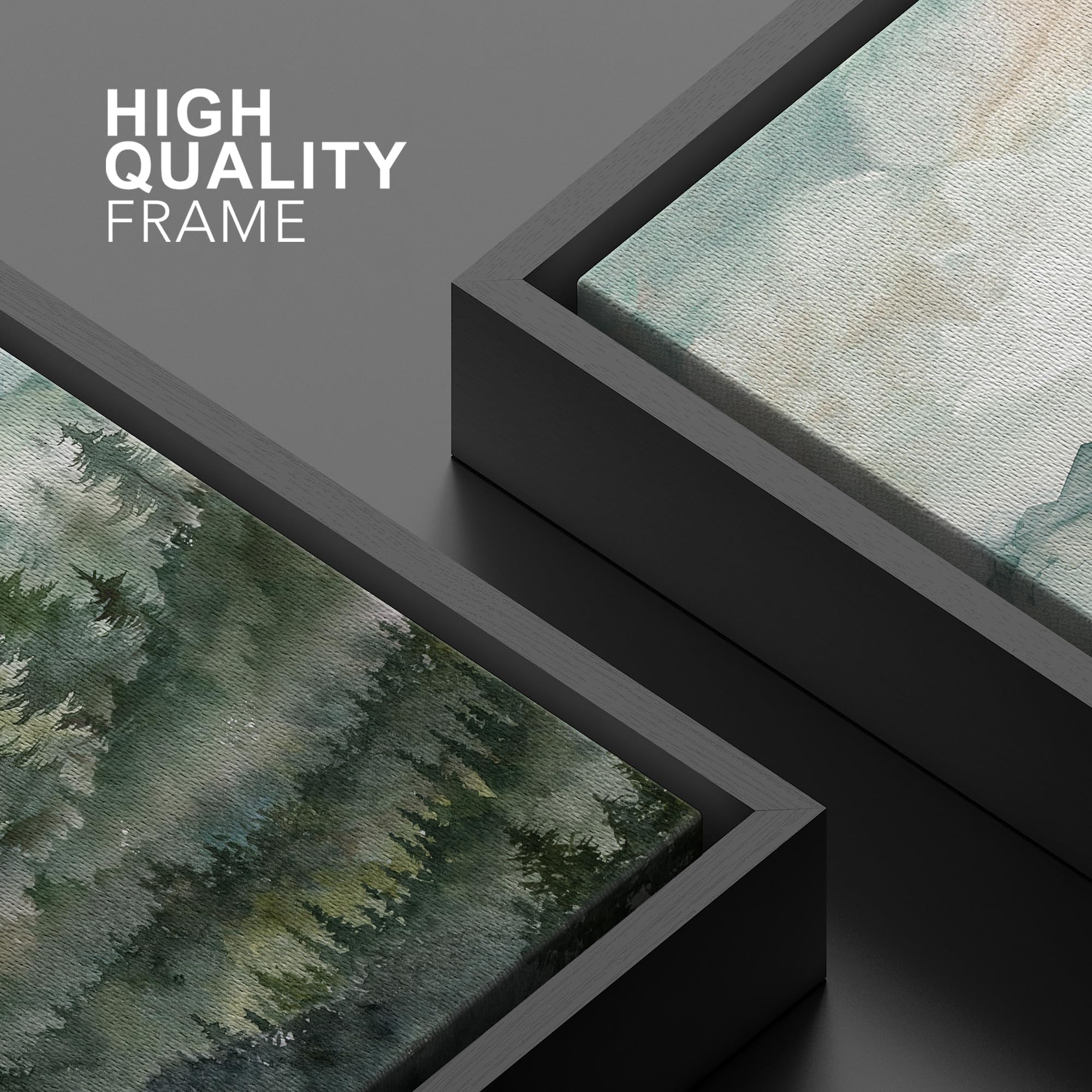 Signwin Framed Canvas Print Wall Art Woodland Nursery Decor Green Winter Mist Mountain Forest Trees Nature Modern Art Decorative