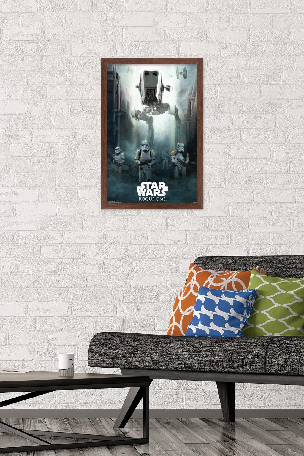 Trends International Star Wars: Rogue One - Siege Wall Poster, 14.725'' X 22.375'', Mahogany Framed Version
