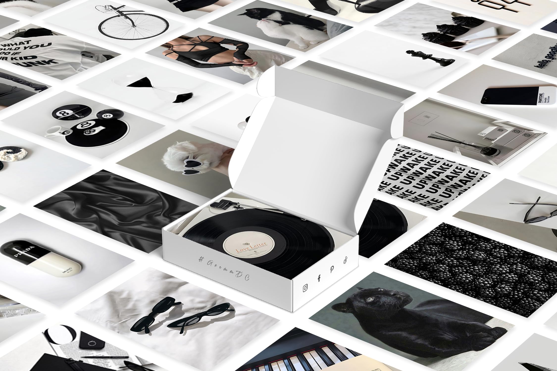 Y2K Boo Black And White Wall Collage Kit - 100 Trendy Monochrome Aesthetic Photos For Modern Spaces, Perfect Room Decor For Teen