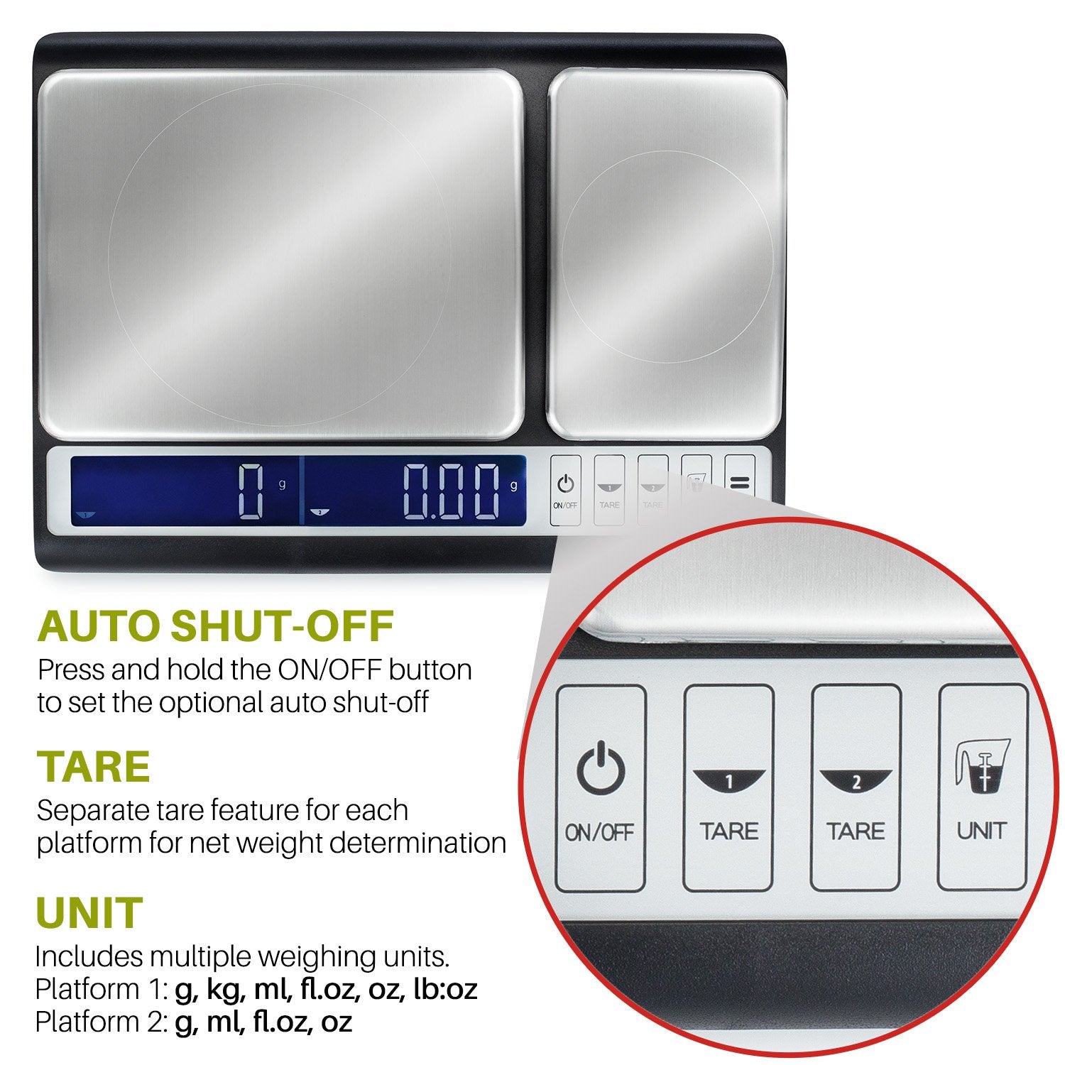Smart Weigh Culinary Kitchen Scale 10 Kilograms X 0.01 Grams, Digital Food Scale With Dual Weight Platforms For Baking, Cooking,
