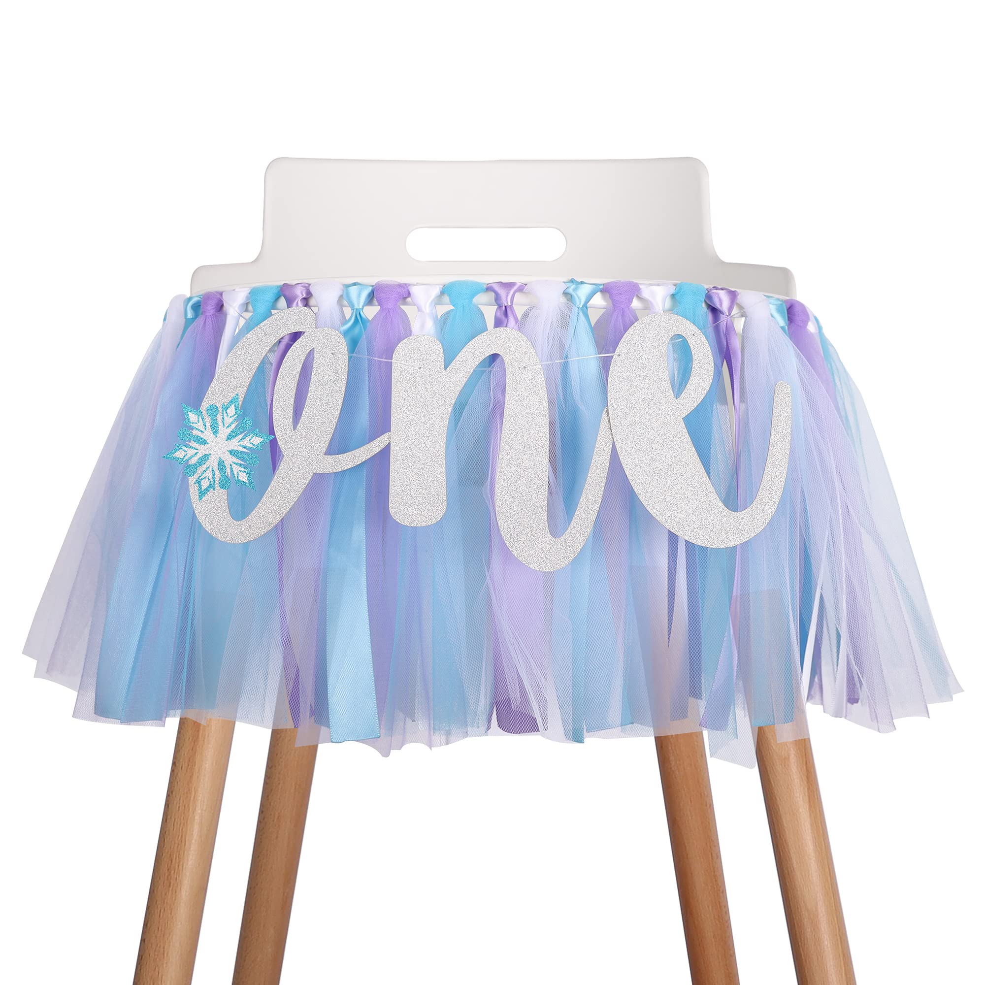Snowflake Highchair Banner Decoration For Baby - Party Theme Pull Flag, High Chair Fabric Garland, 1St First Birthday Banner, Ph
