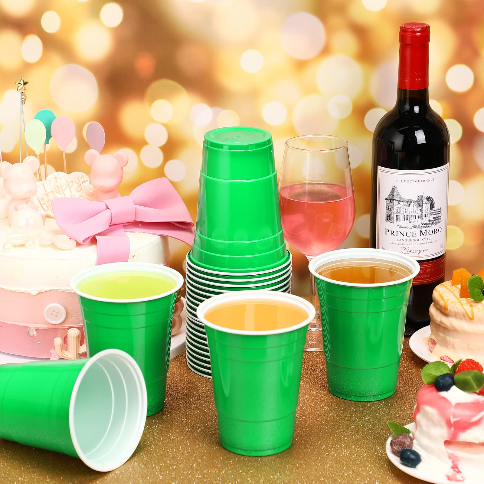 Lounsweer 100 Pack 16 Ounce Disposable Plastic Party Cups Heavy Duty Drinking Water Cups For Graduation Wedding New Year Baby Sh