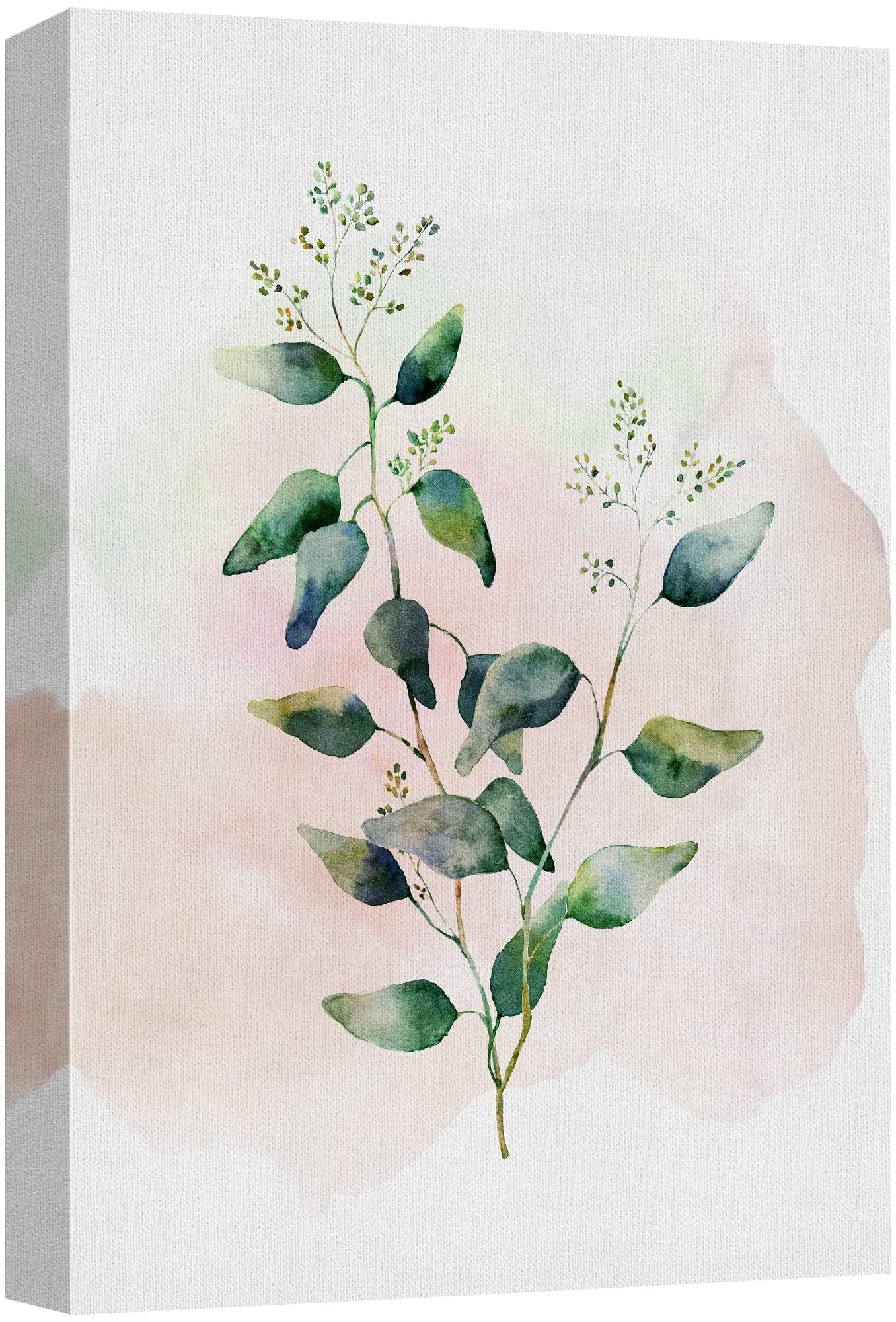 Wall26 Canvas Print Wall Art Pastel Watercolor Green & White Forest Plant Floral Botanical Illustrations Modern Art Rustic Chic