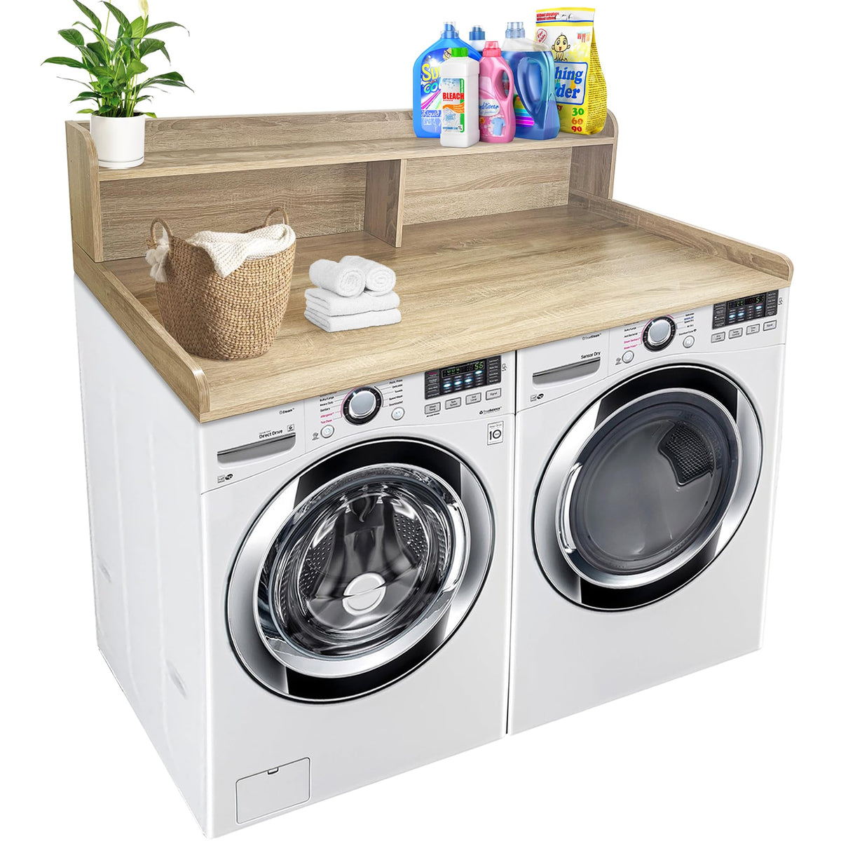 Royxen Laundry Countertop With Storage Universal Fit, Washer And Dryer Countertop With Shelf, Laundry Room Storage, 2-Tier Shelf