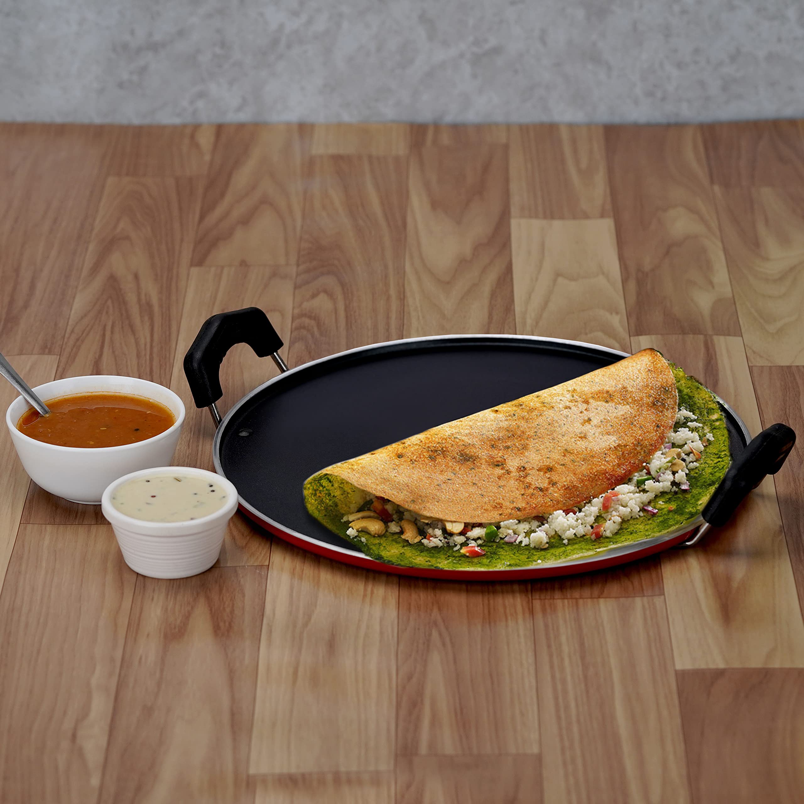 Sumeet 4Mm Thick Induction Base Nonstick Round Pathri Multi Tawa No. 13, 30Cm - Red
