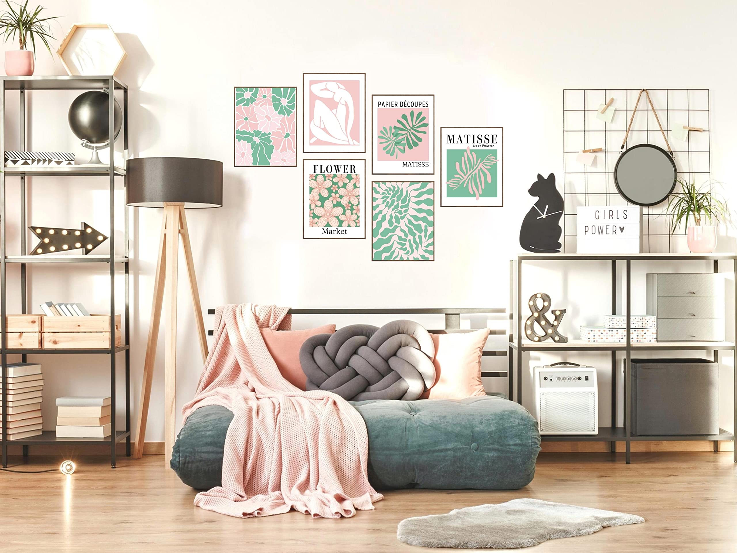 Pastel Danish Room Decor Aesthetic Posters Pink and Green Matisse Wall Art Prints for Bedroom Wall Decor  Flower Market Cute Poster Set of 6 for Teen Girls College Dorm Room Decor UNFRAMED  8x10