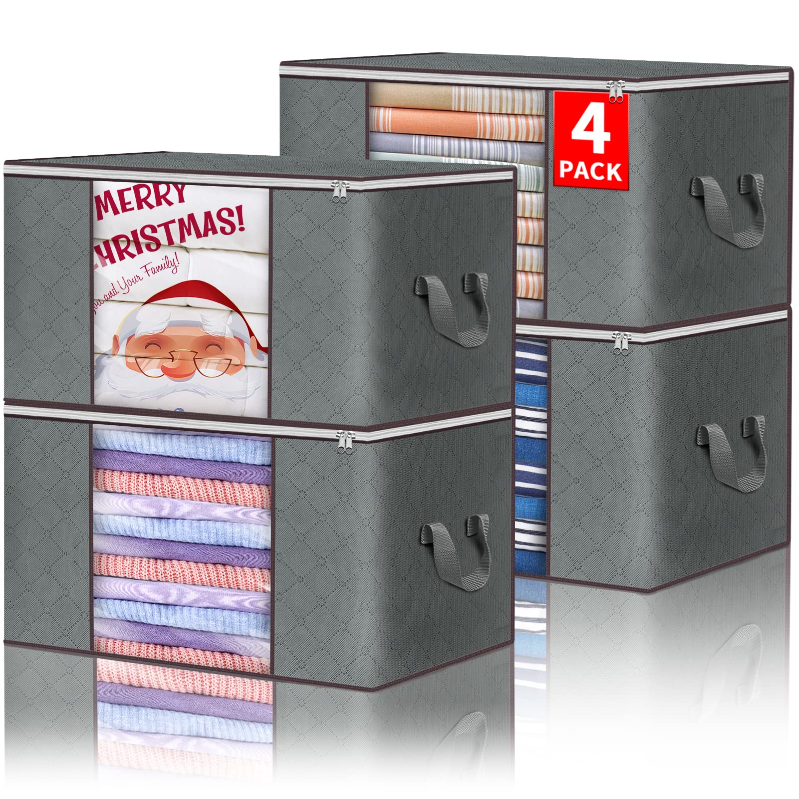 Clothes Storage Bags Foldable Blanket Storage Bins for Closet Organizers Storage Containers with Durable Handles Thick Fabric fo