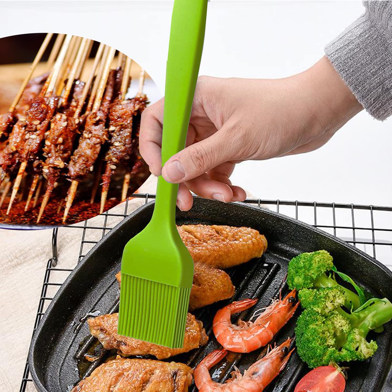 Grill Basting Brush Silicone Pastry Baking Brush Bbq Sauce Marinade Meat Glazing Oil Brush Heat Resistant, Kitchen Cooking Baste