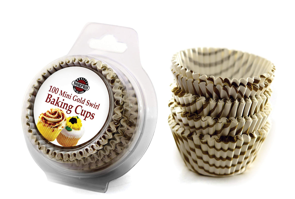 Norpro Gold Swirl Mini Cups, 100-Pack